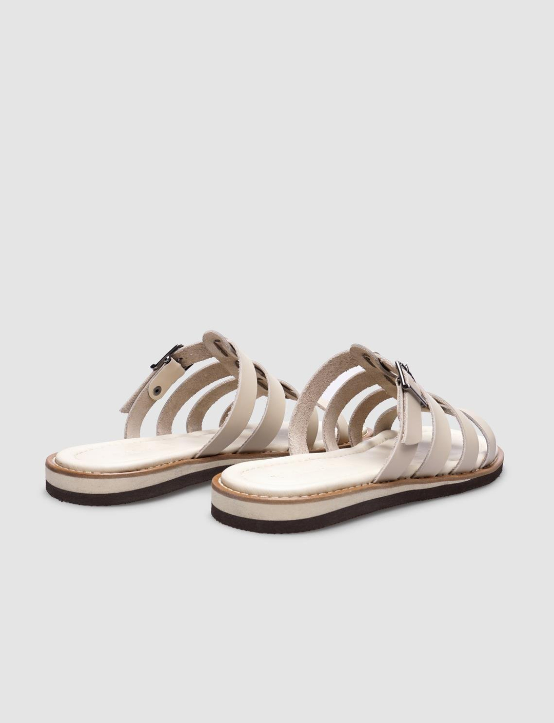 % 100 Hakiki Deri Bej Kadın Terlik