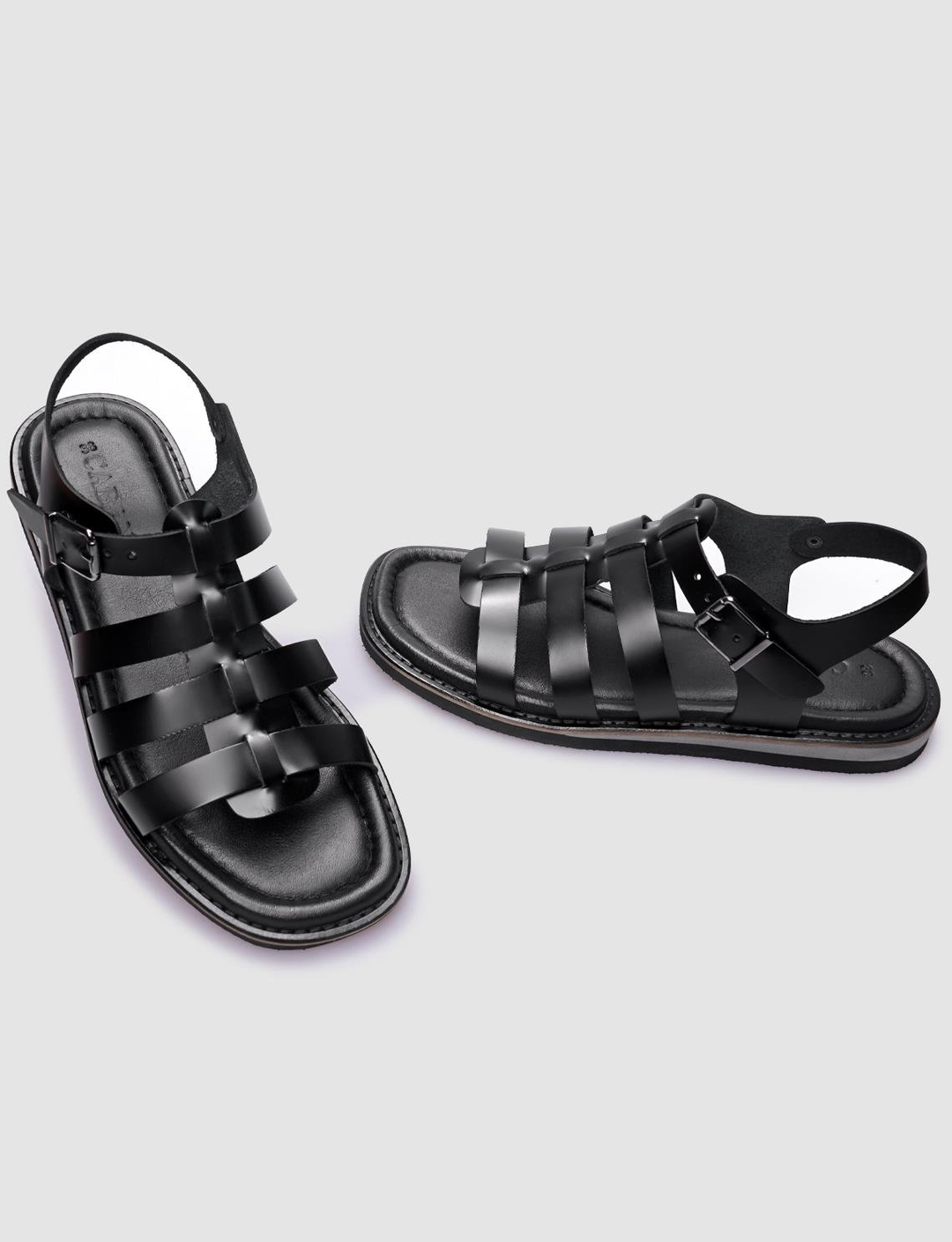 % 100 Hakiki Deri Siyah Kadın Sandalet