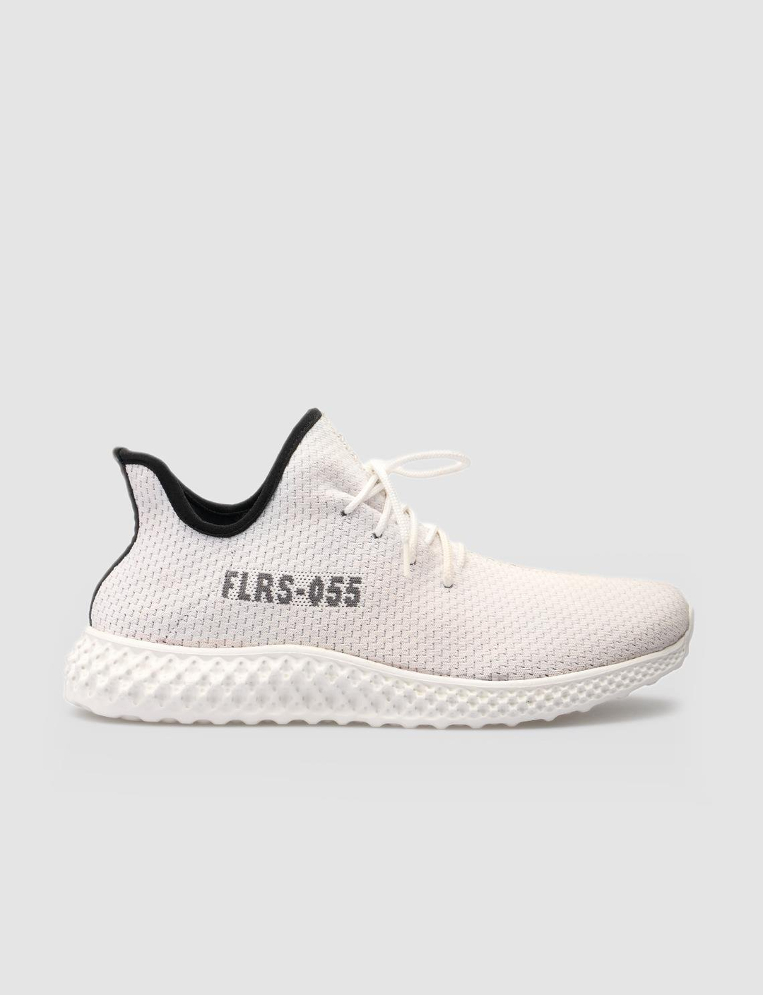 Men White Knit Lace Up Sneakers