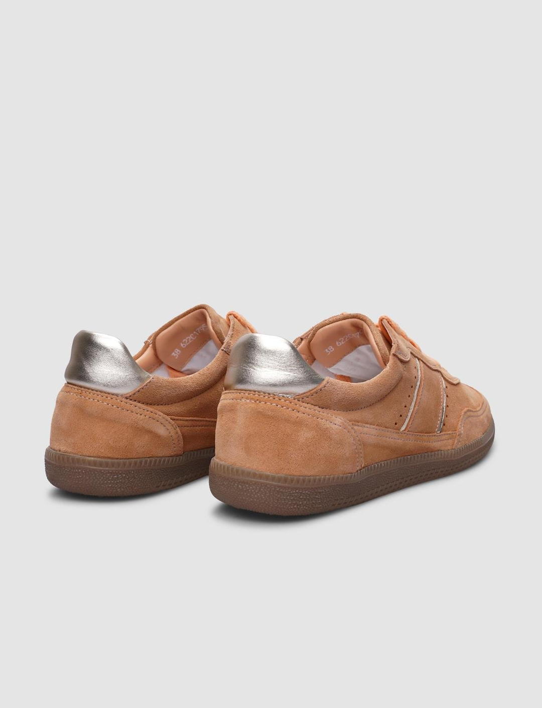 %100 Hakiki Deri Açık Turuncu Süet Bağcıklı Kadın Sneaker