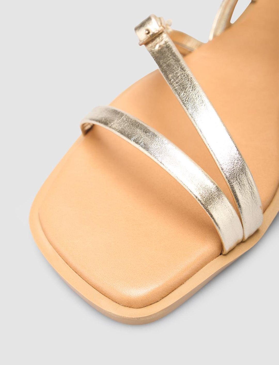 %100 Hakiki Deri Altın Rengi Kadın Sandalet