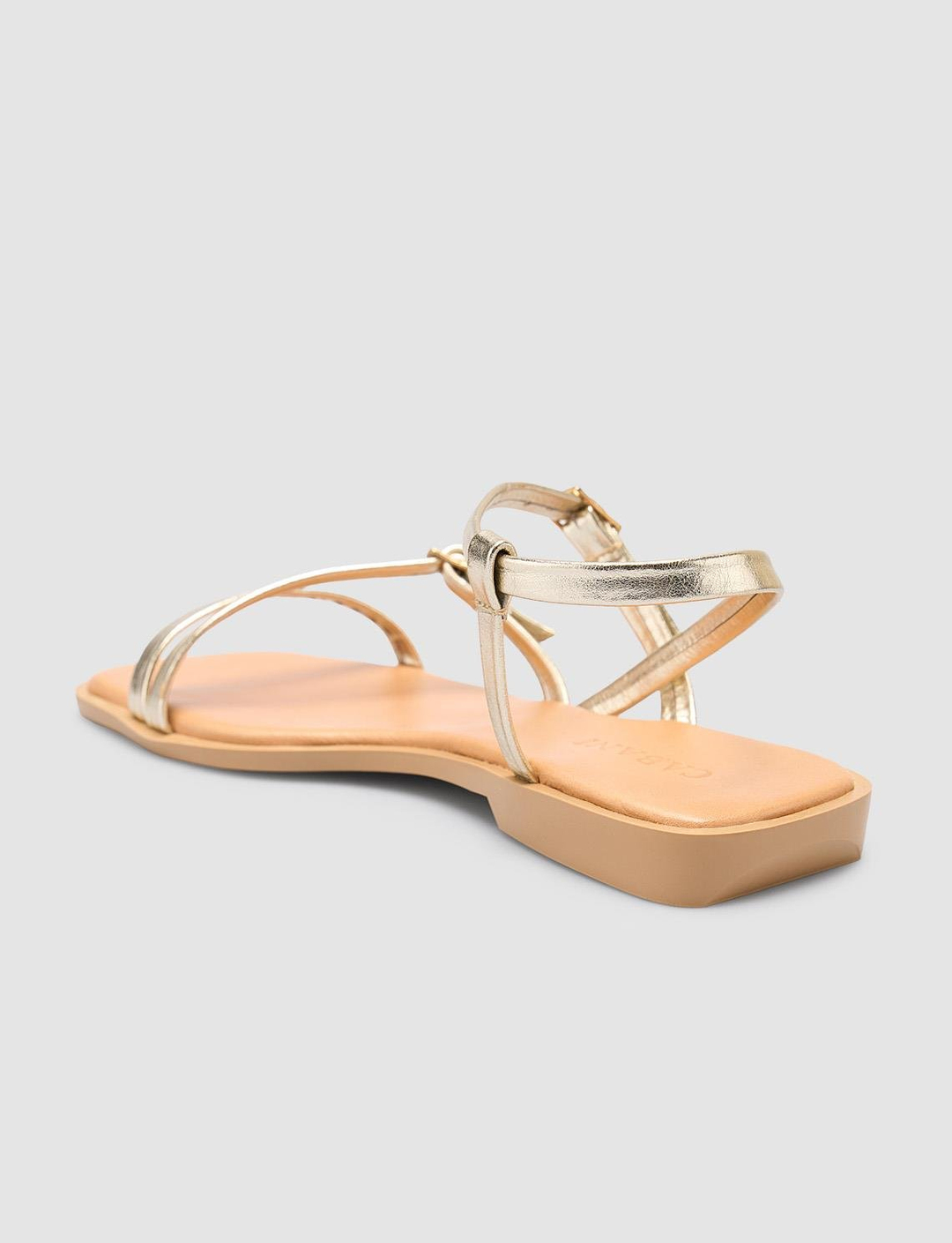 %100 Hakiki Deri Altın Rengi Kadın Sandalet