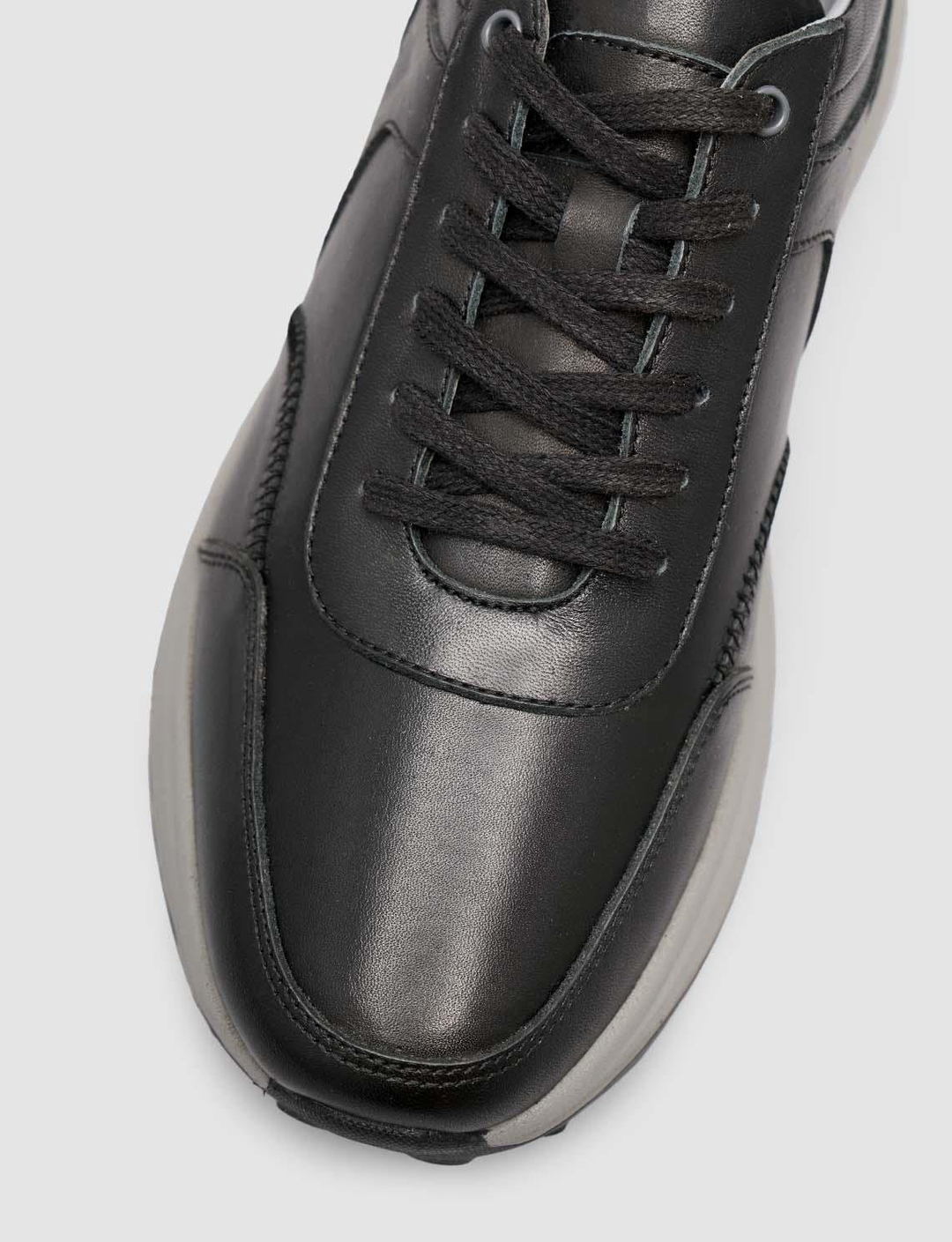 %100 Hakiki Deri Bağıcıklı Siyah Erkek Sneaker