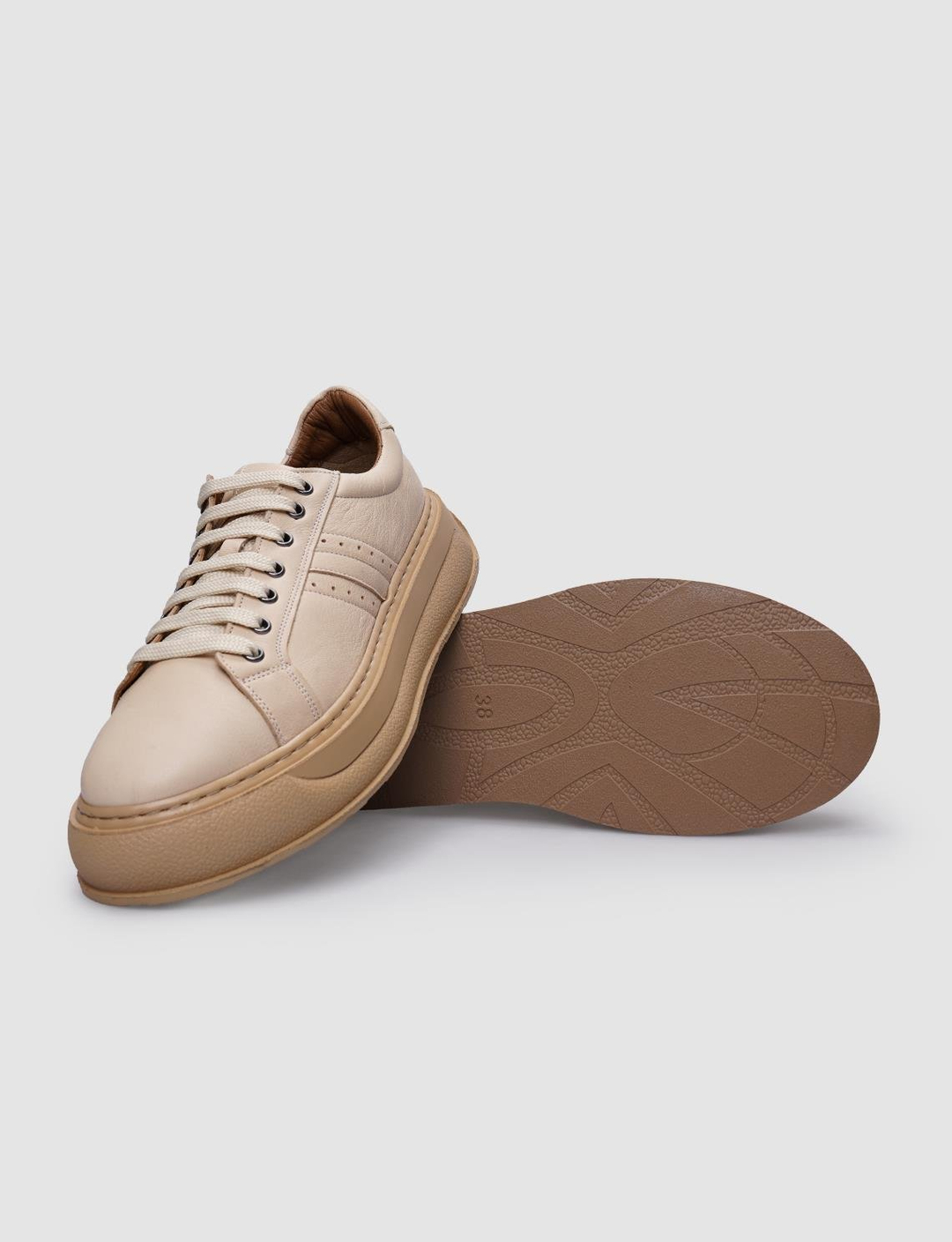 %100 Hakiki Deri Bej Kadın Ayakkabı