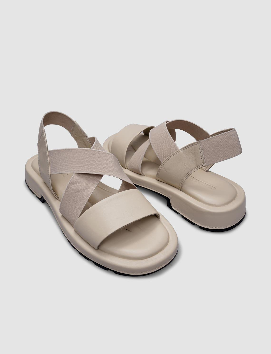 %100 Hakiki Deri Bej Kadın Sandalet