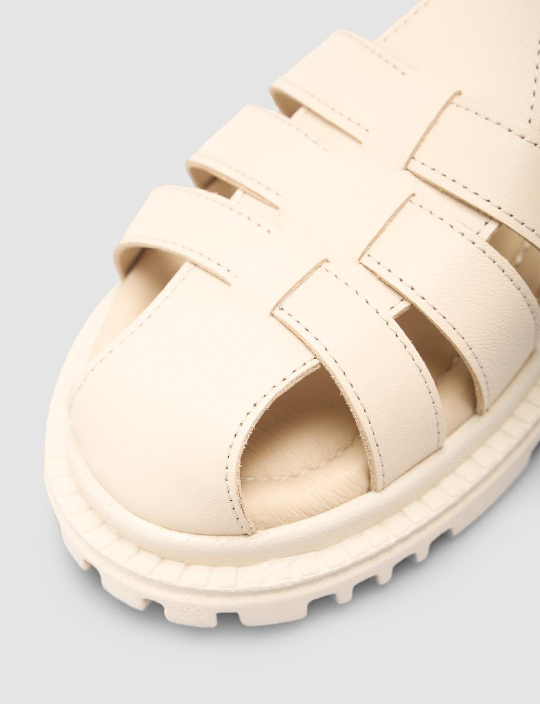 %100 Hakiki Deri Bej Kadın Sandalet