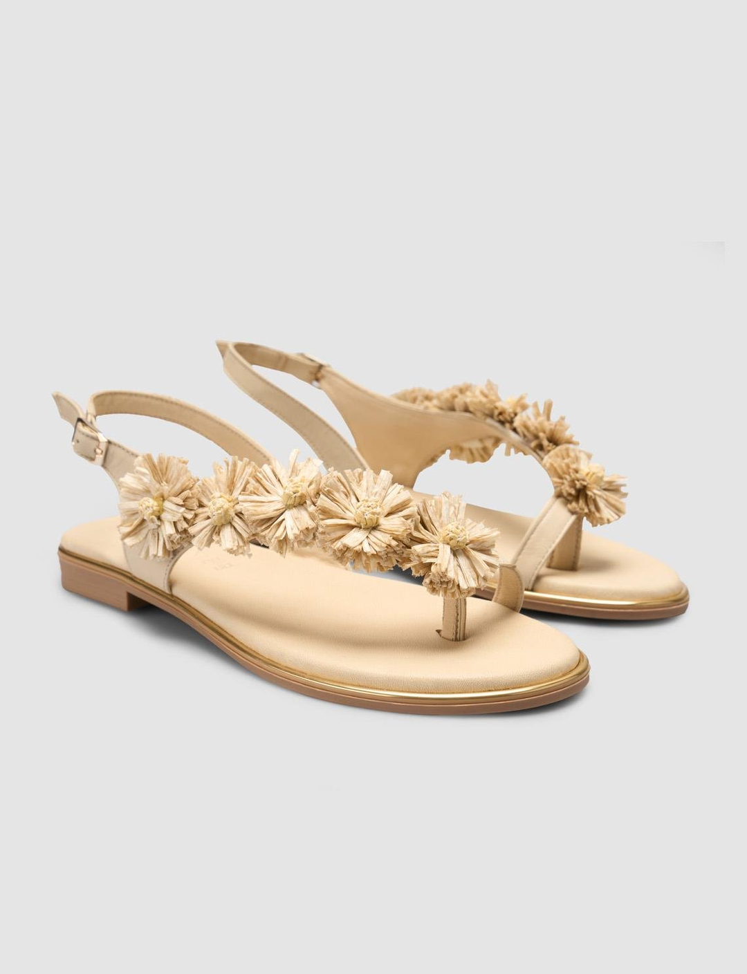 %100 Hakiki Deri Bej Kadın Sandalet