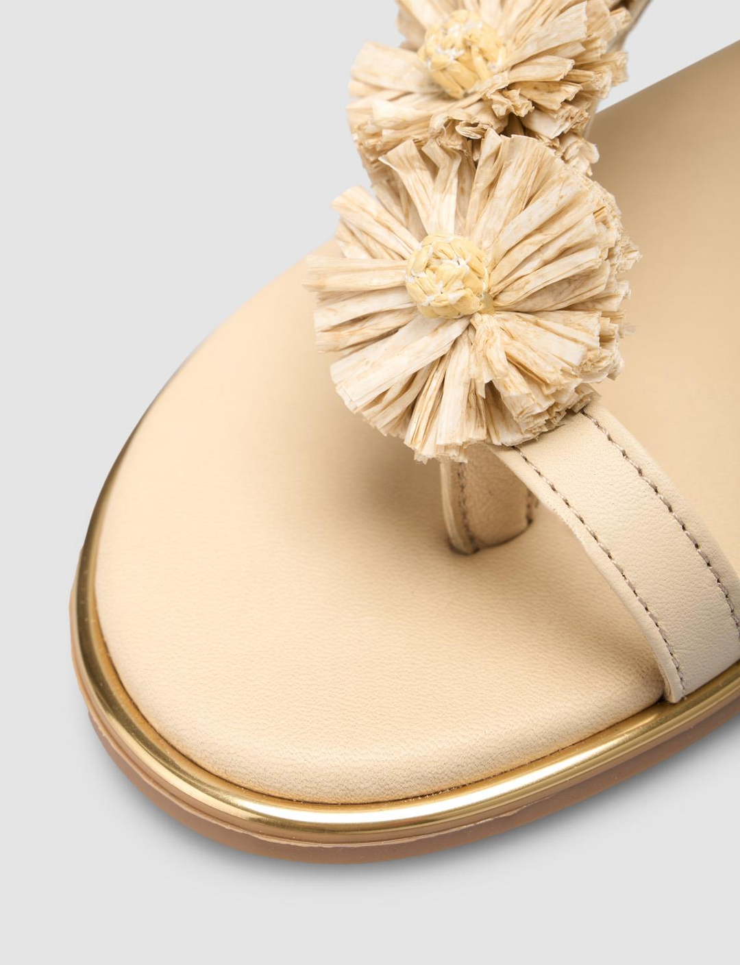 %100 Hakiki Deri Bej Kadın Sandalet