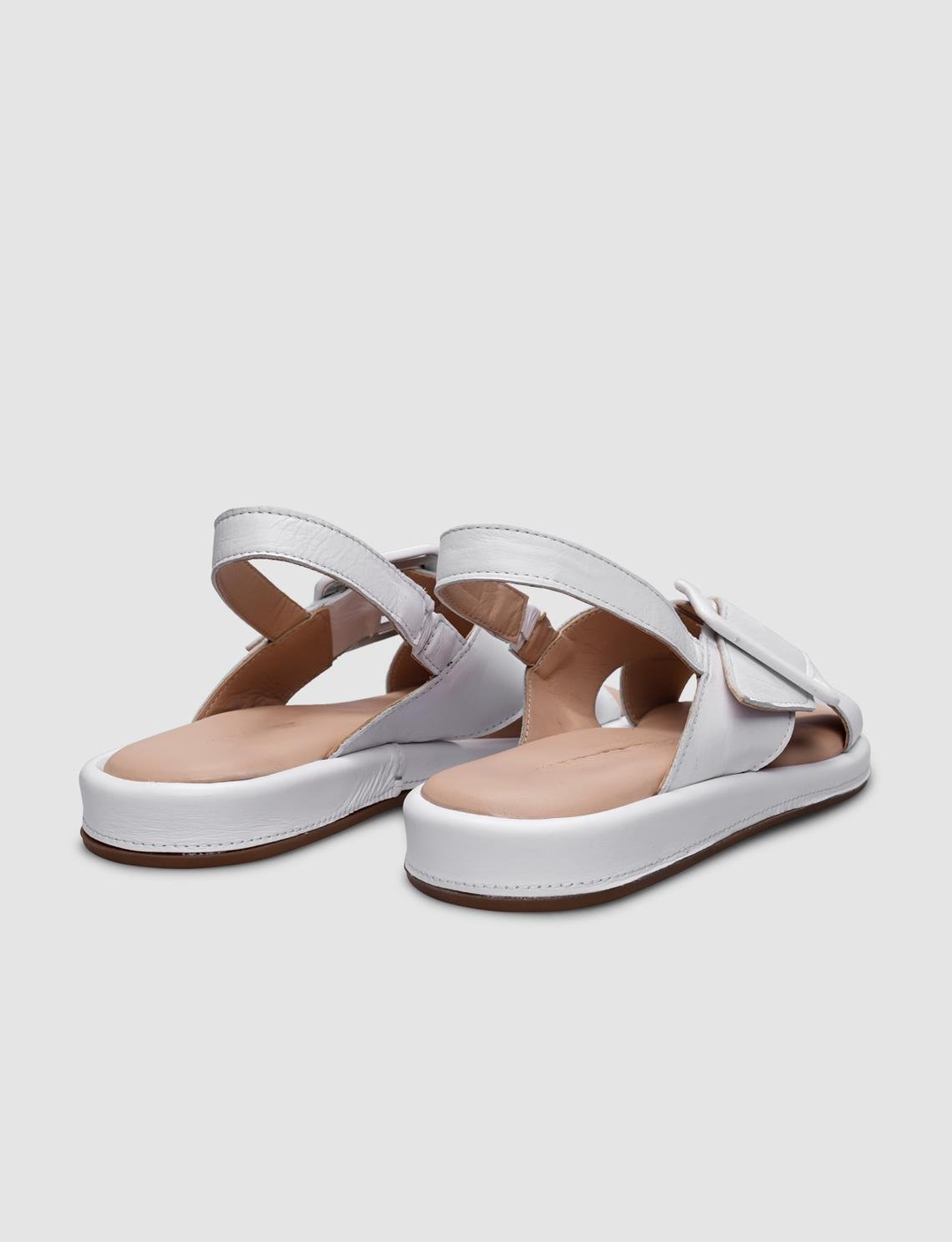 %100 Hakiki Deri Beyaz Kadın Sandalet
