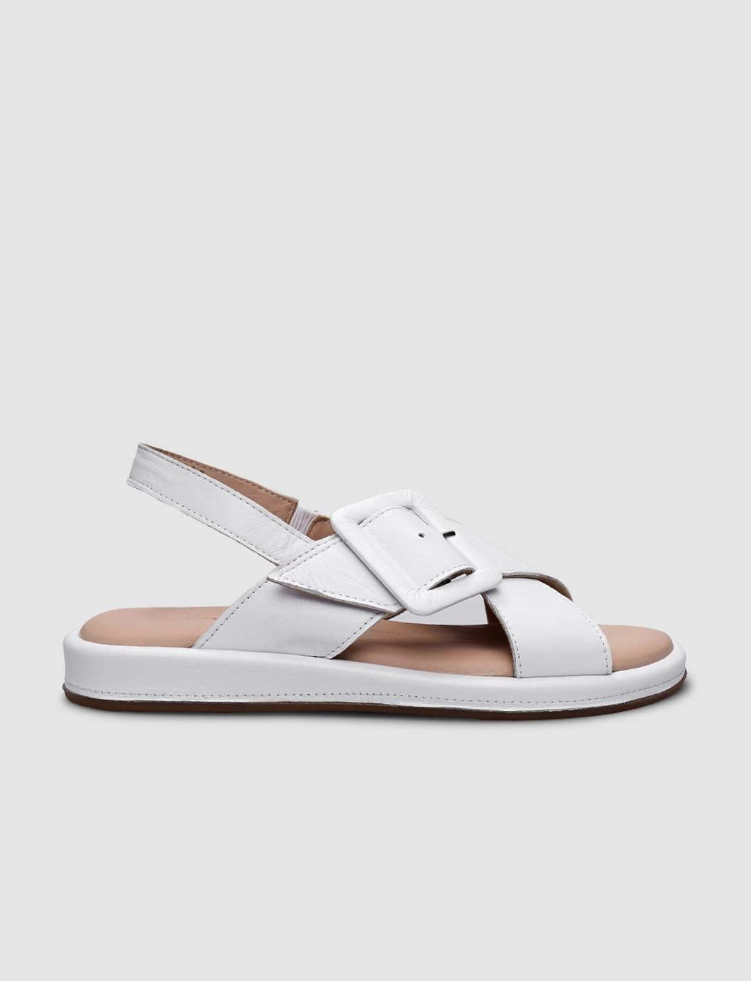 %100 Hakiki Deri Beyaz Kadın Sandalet