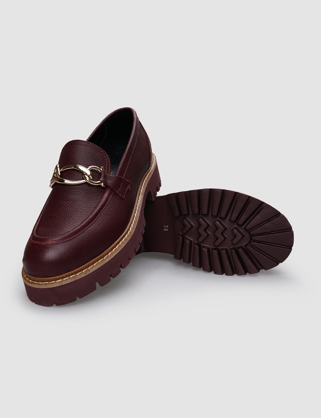 %100 Hakiki Deri Bordo Kadın Ayakkabı