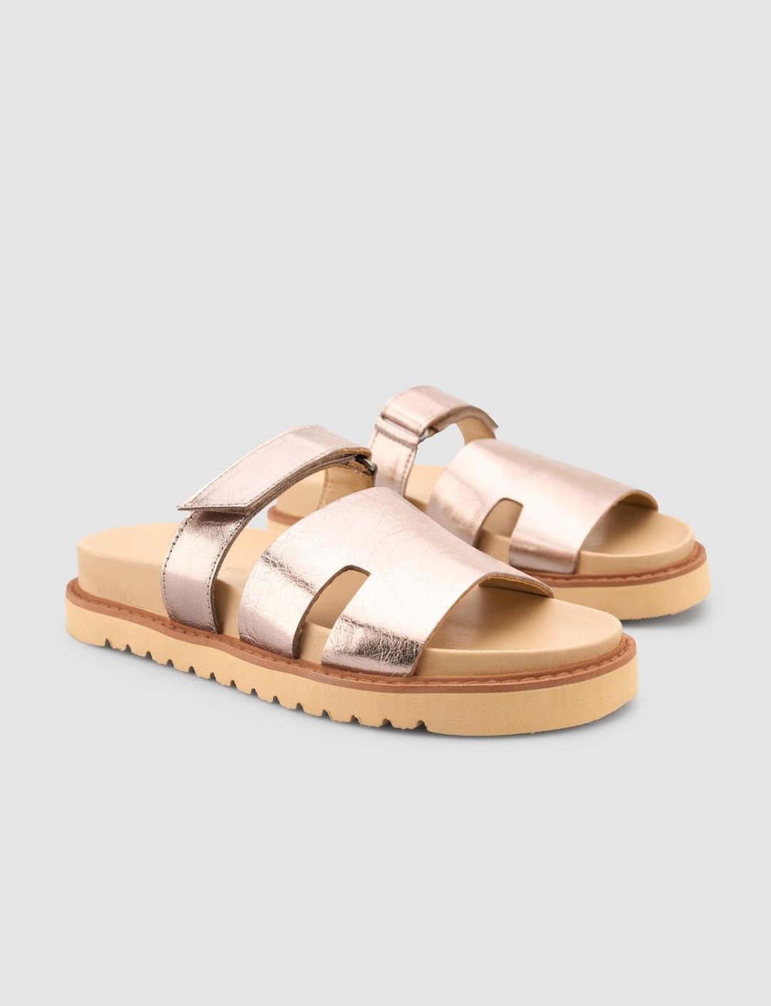 %100 Hakiki Deri Bronz Kadın Terlik