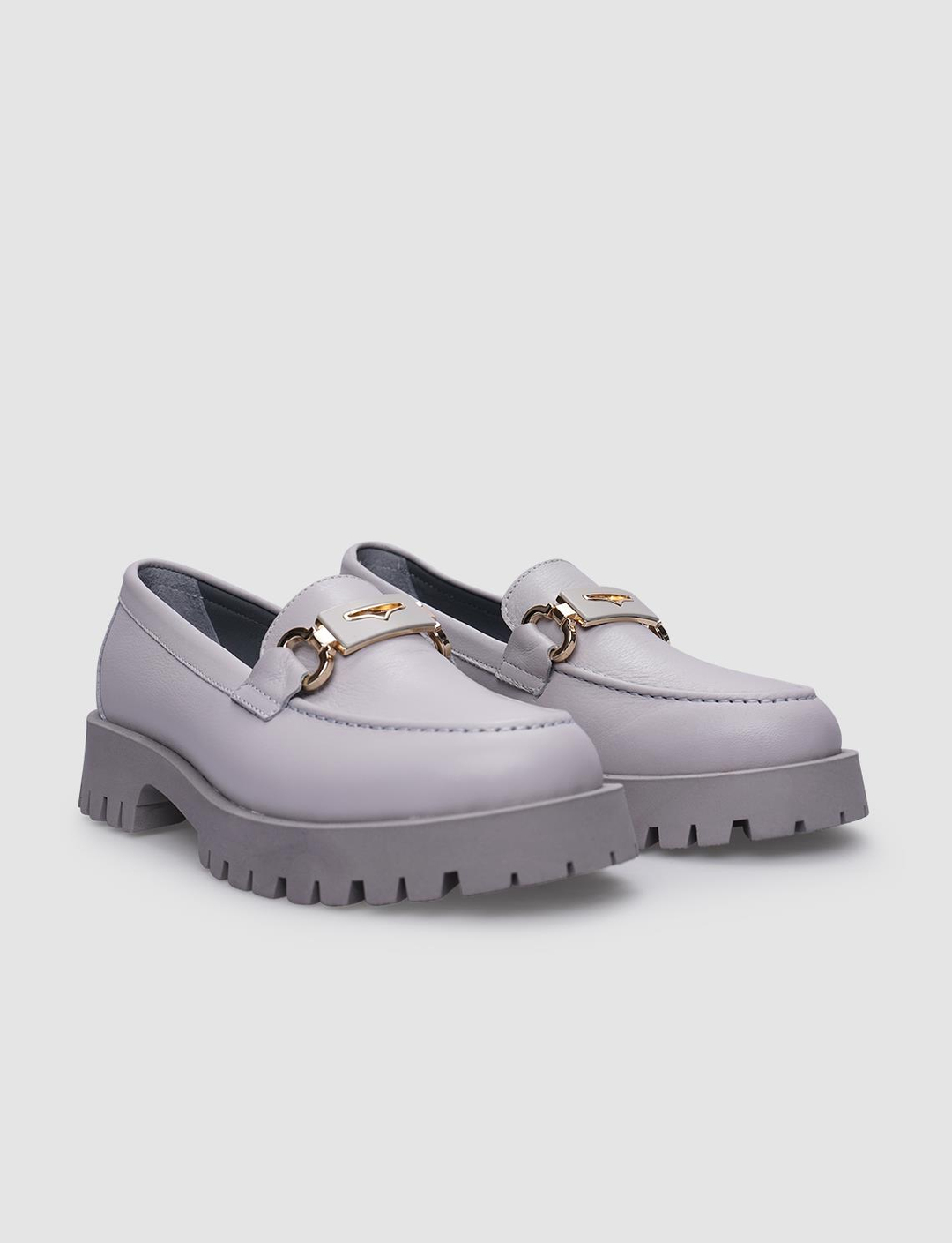 %100 Hakiki Deri Gri Kadın Ayakkabı