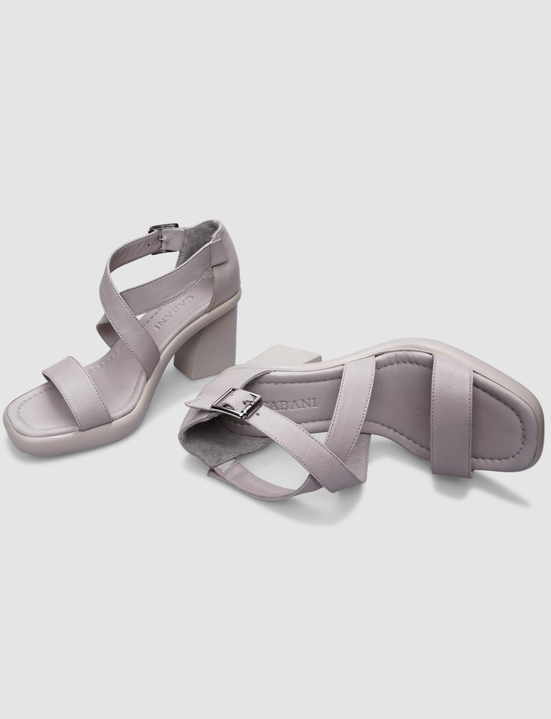 %100 Hakiki Deri Gri Kadın Sandalet