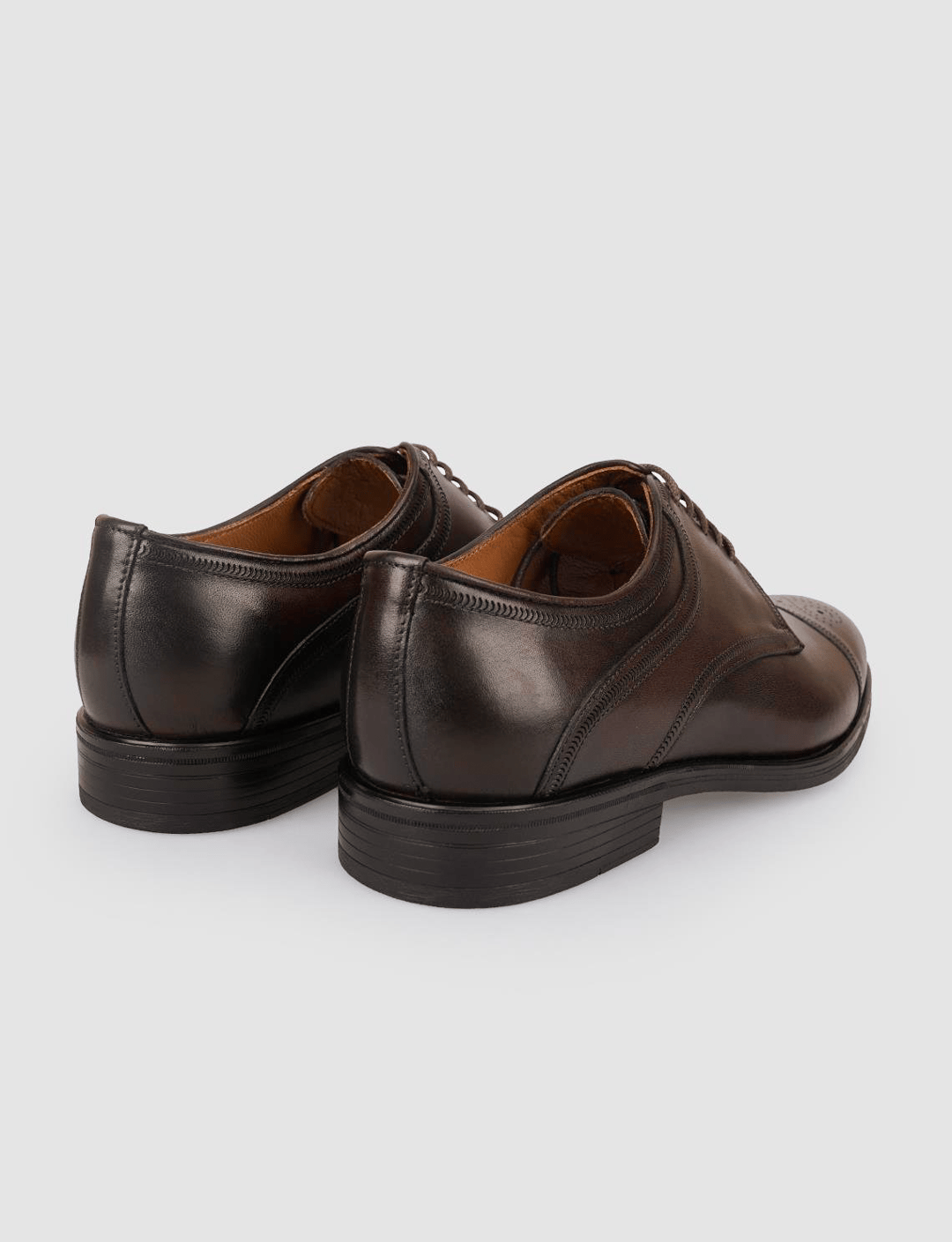 %100 Hakiki Deri Kahverengi Bağcıklı Erkek Klasik Ayakkabı