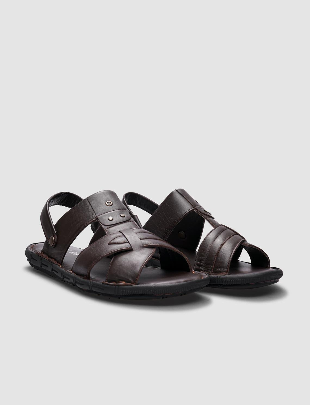 %100 Hakiki Deri Kahverengi Erkek Sandalet