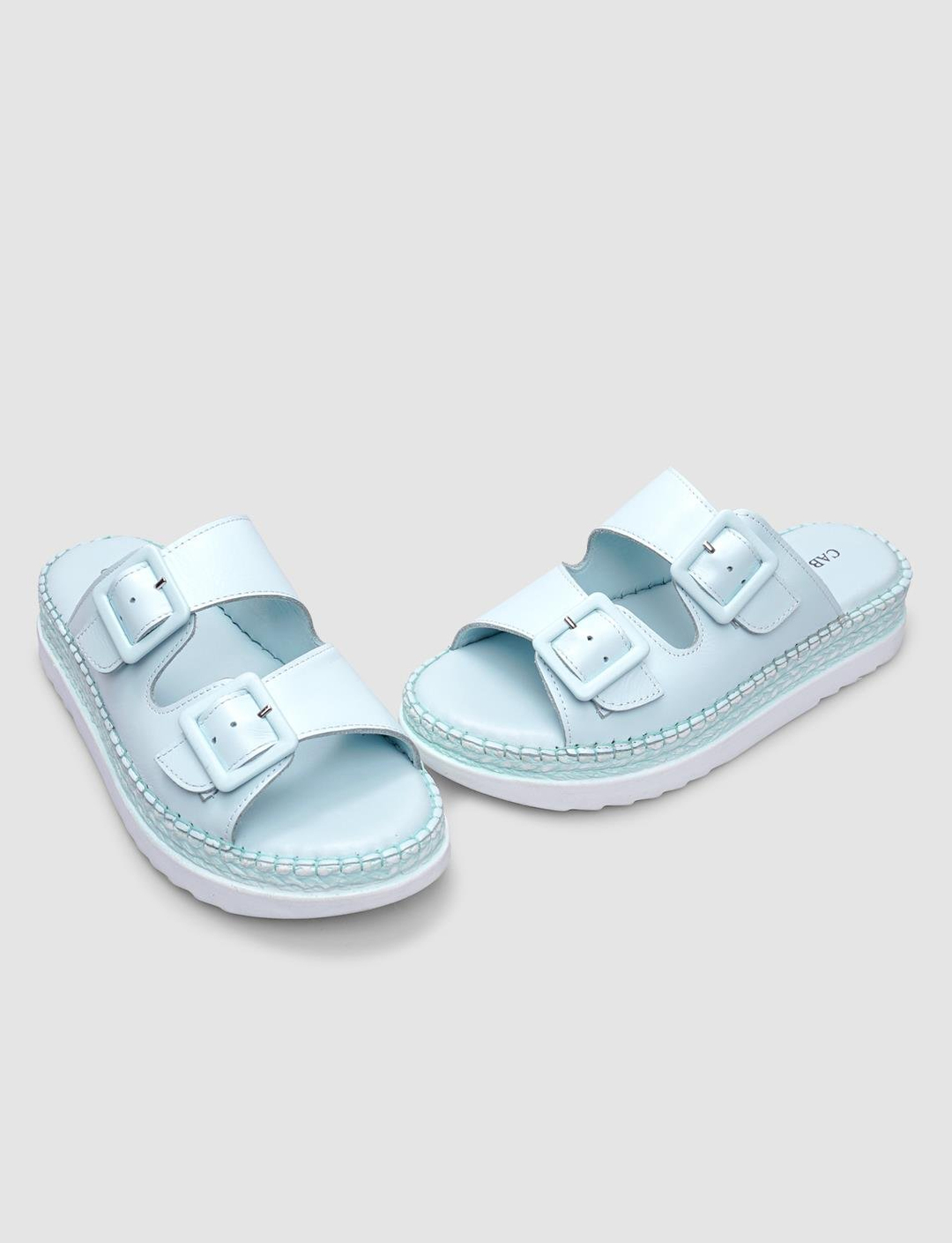 %100 Hakiki Deri Mavi Kadın Terlik