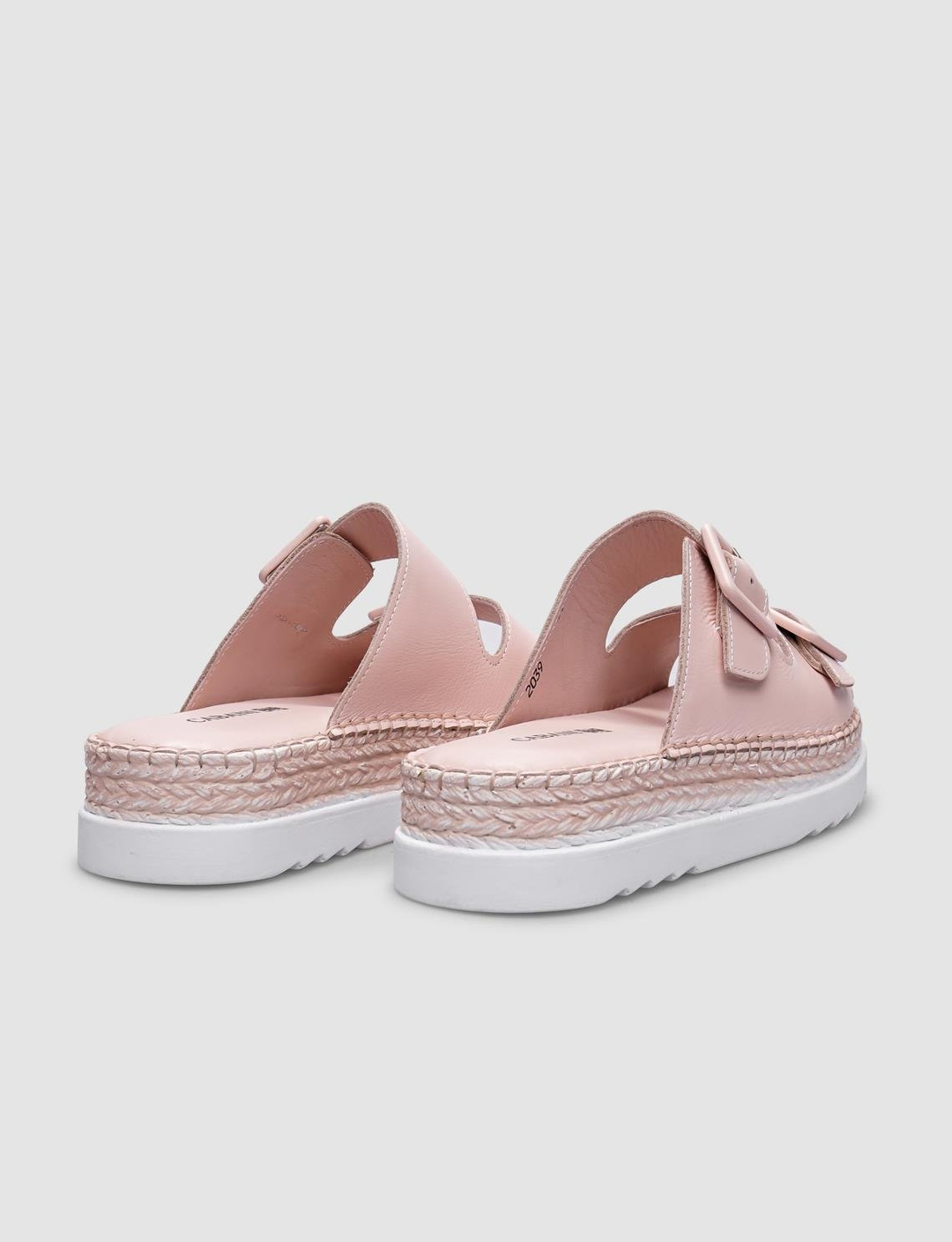 %100 Hakiki Deri Pudra Kadın Terlik