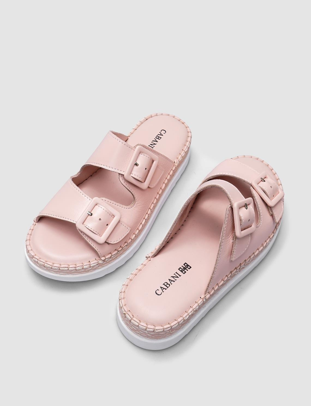 %100 Hakiki Deri Pudra Kadın Terlik