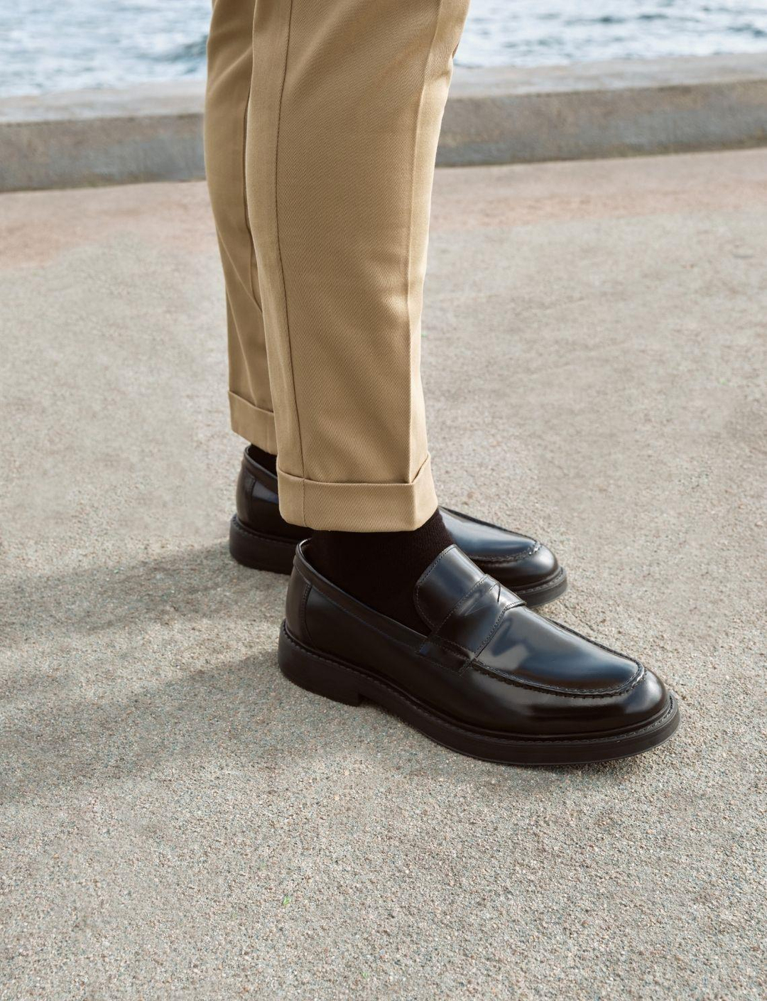 %100 Hakiki Deri Siyah Açma Kemer Detaylı Erkek Loafer