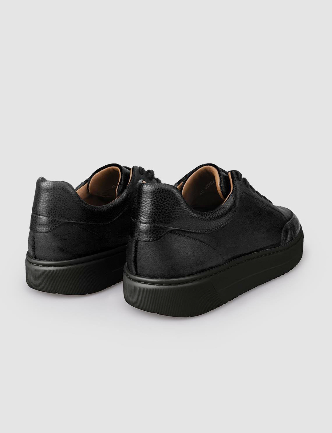 %100 Hakiki Deri Siyah Bağcıklı Erkek Spor Ayakkabı