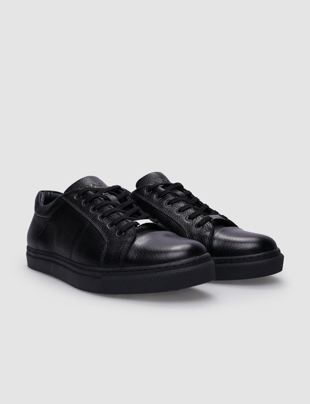 %100 Hakiki Deri Siyah Bağcıklı Erkek Sneaker