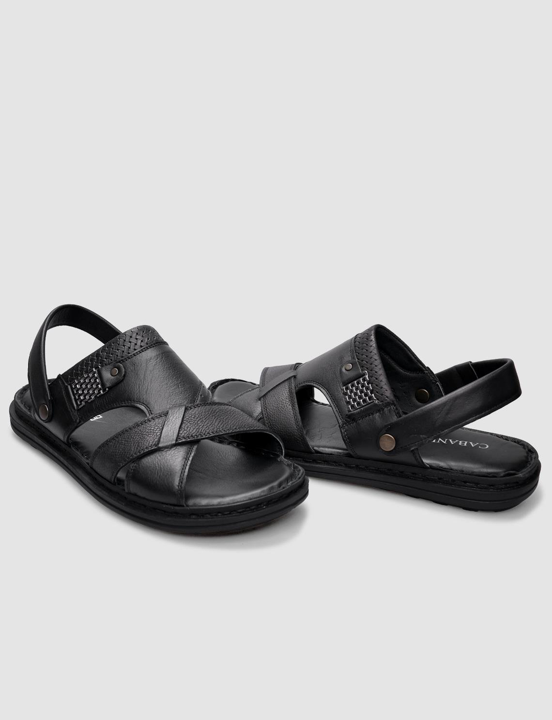 %100 Hakiki Deri Siyah Erkek Sandalet