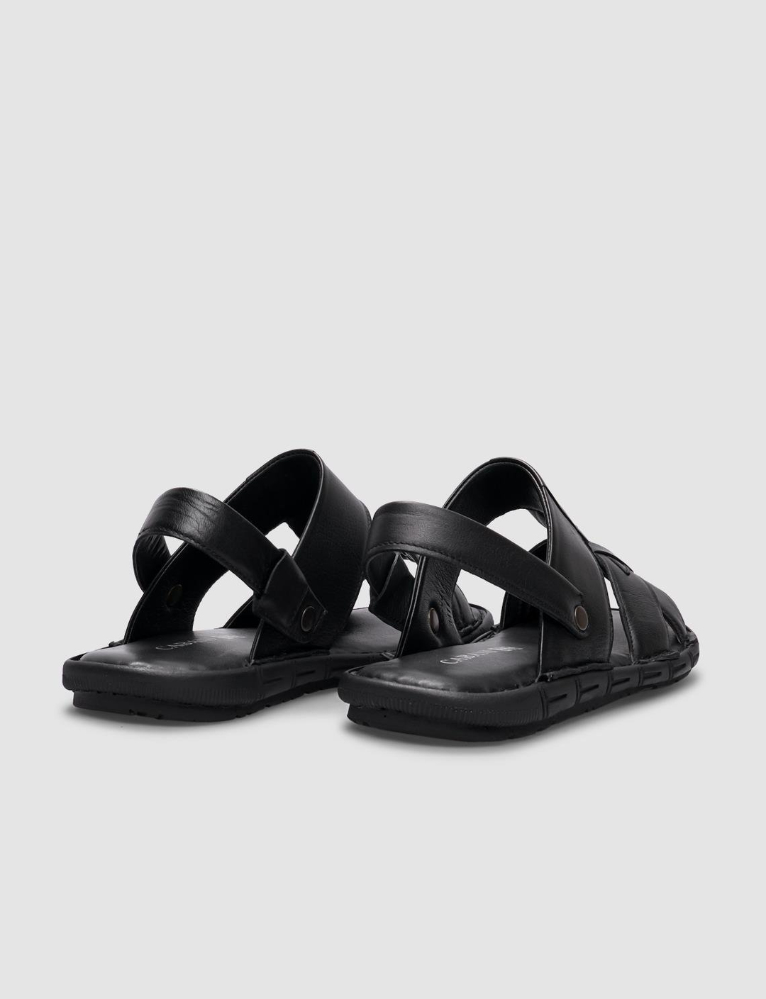 %100 Hakiki Deri Siyah Erkek Sandalet