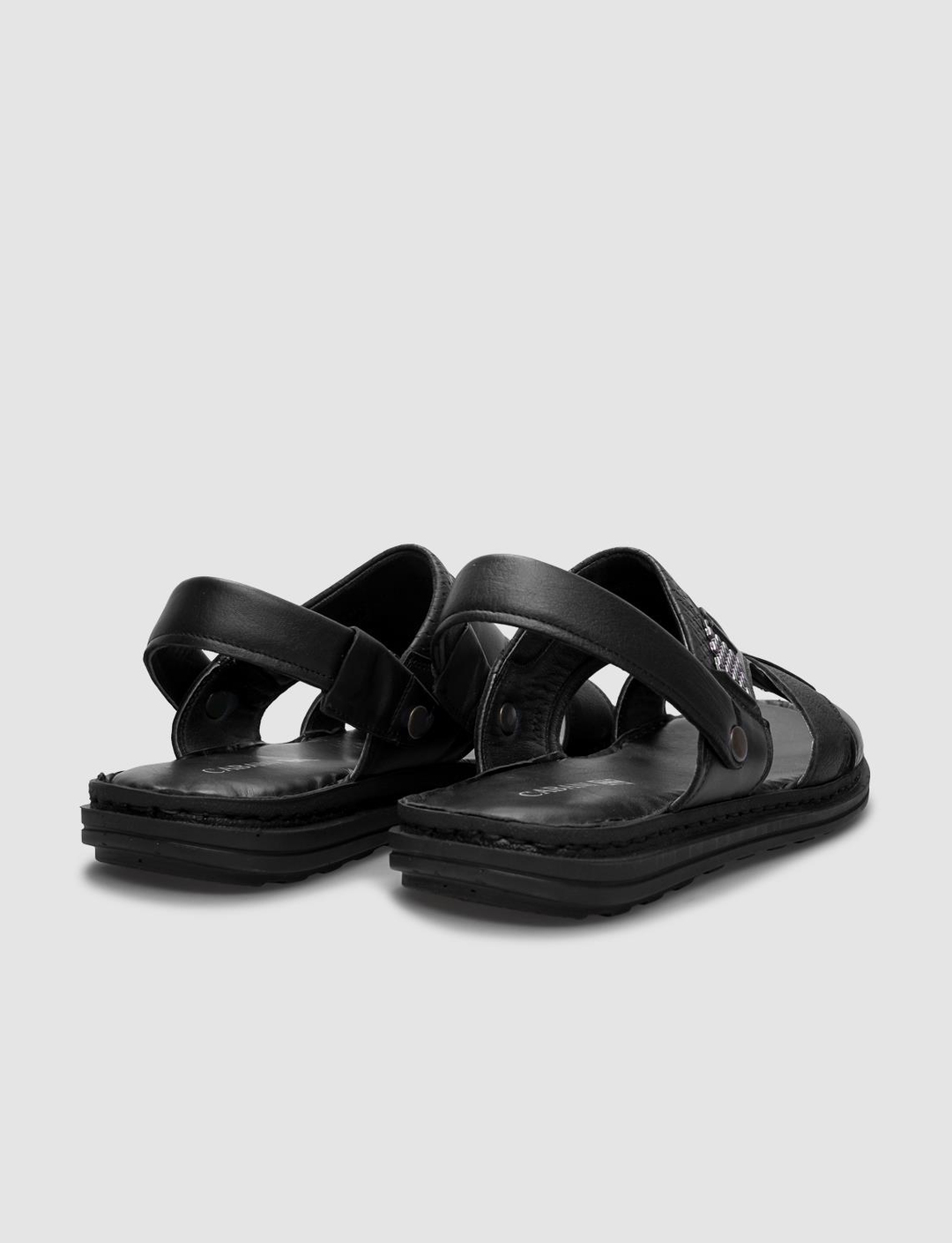 %100 Hakiki Deri Siyah Erkek Sandalet