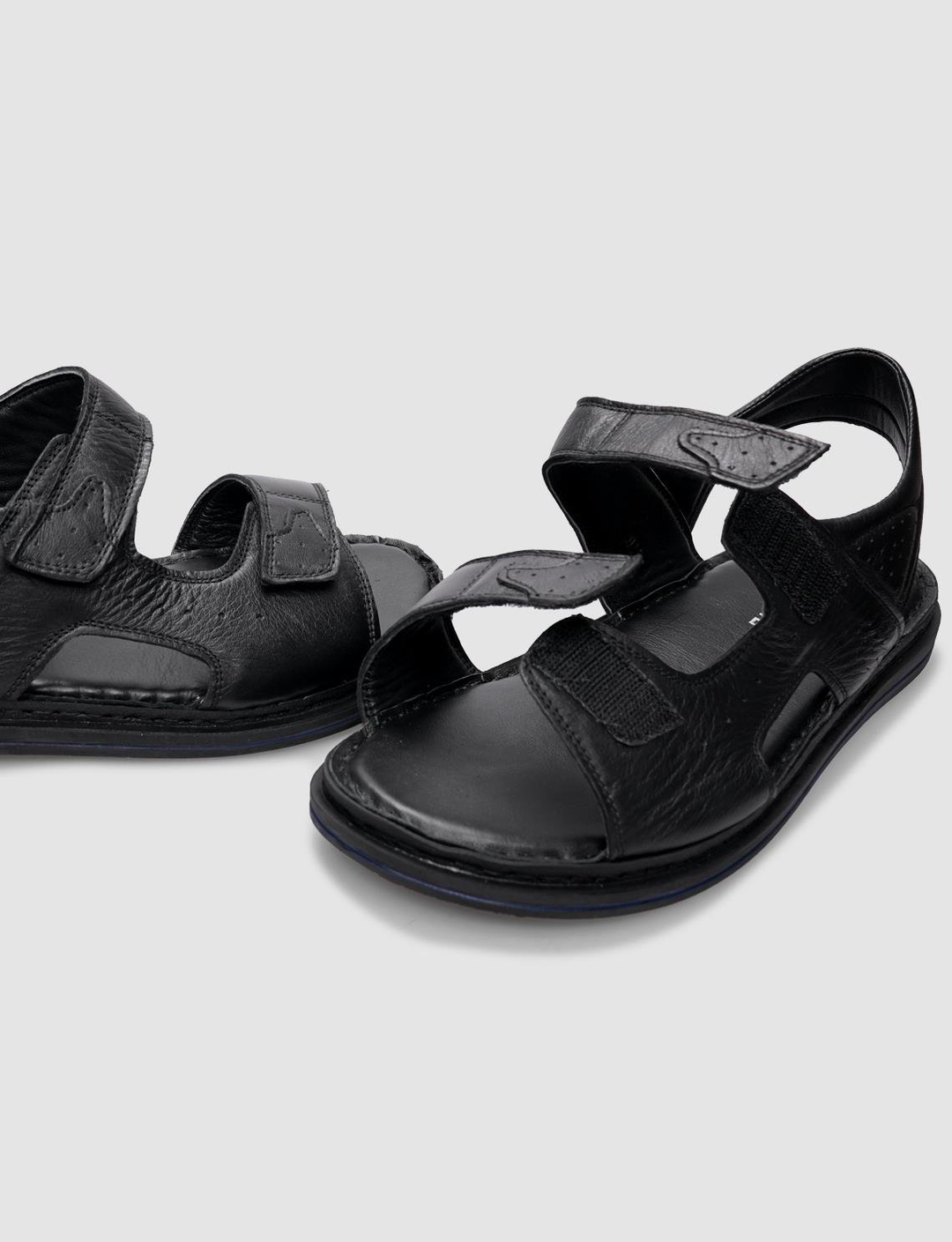 %100 Hakiki Deri Siyah Erkek Sandalet