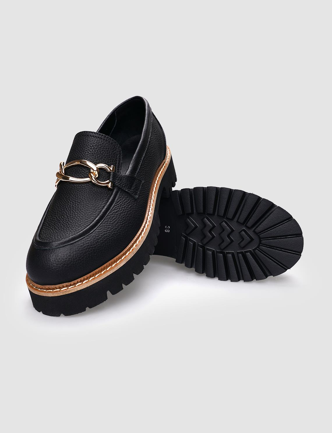 %100 Hakiki Deri Siyah Kadın Ayakkabı