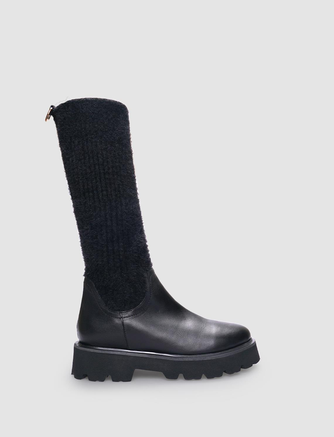 %100 Hakiki Deri Siyah Kadın Dizaltı Günlük Çizme