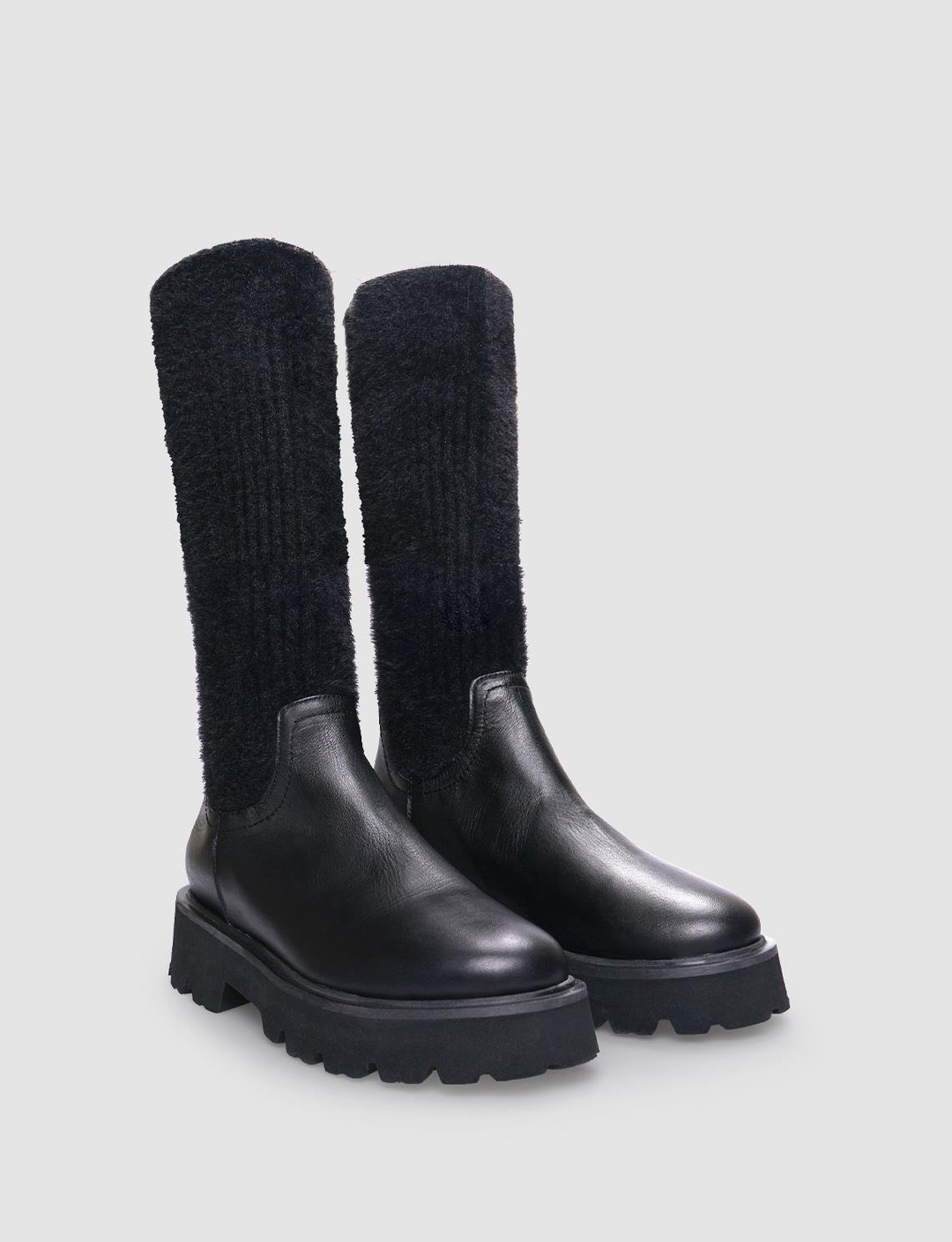 %100 Hakiki Deri Siyah Kadın Dizaltı Günlük Çizme