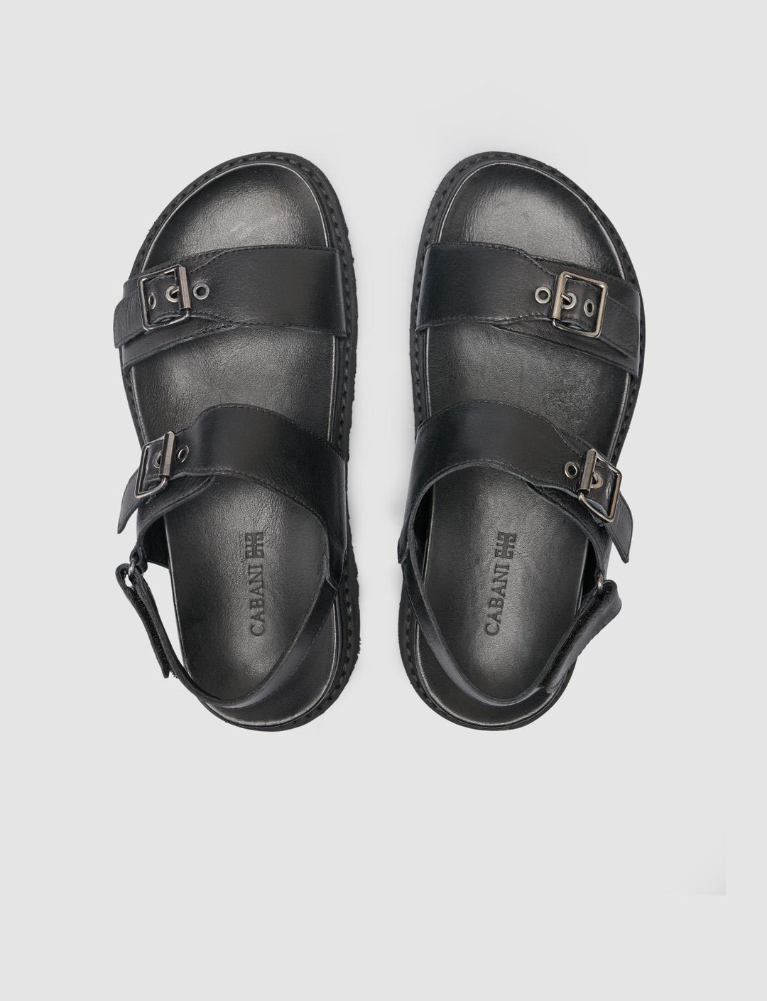 %100 Hakiki Deri Siyah Kadın Sandalet