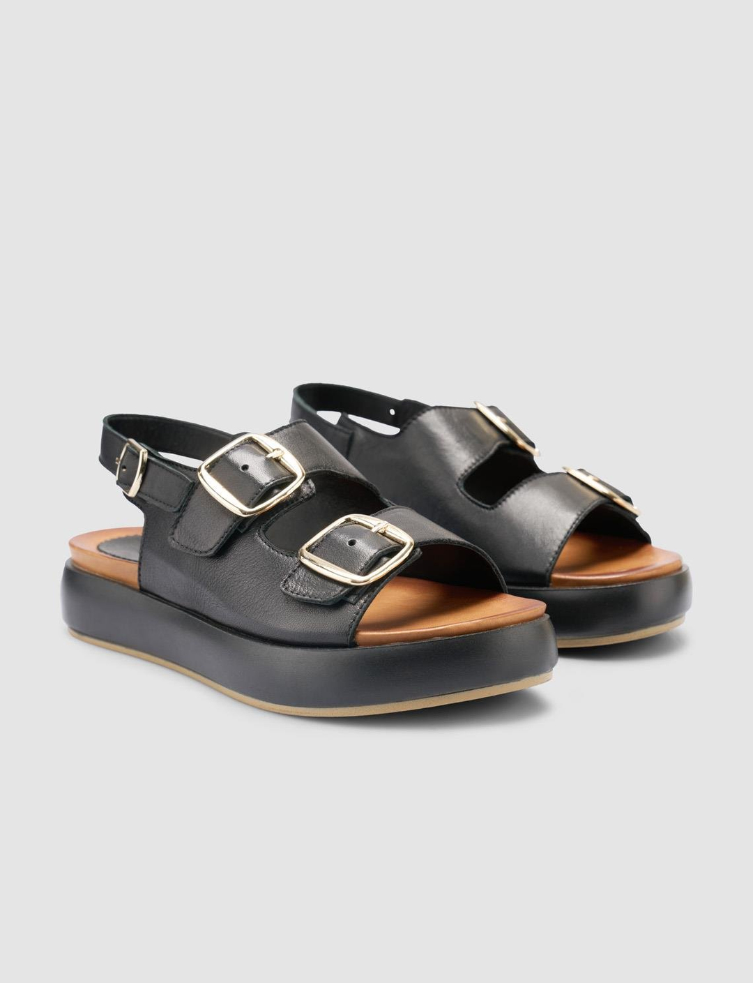 %100 Hakiki Deri Siyah Kadın Sandalet