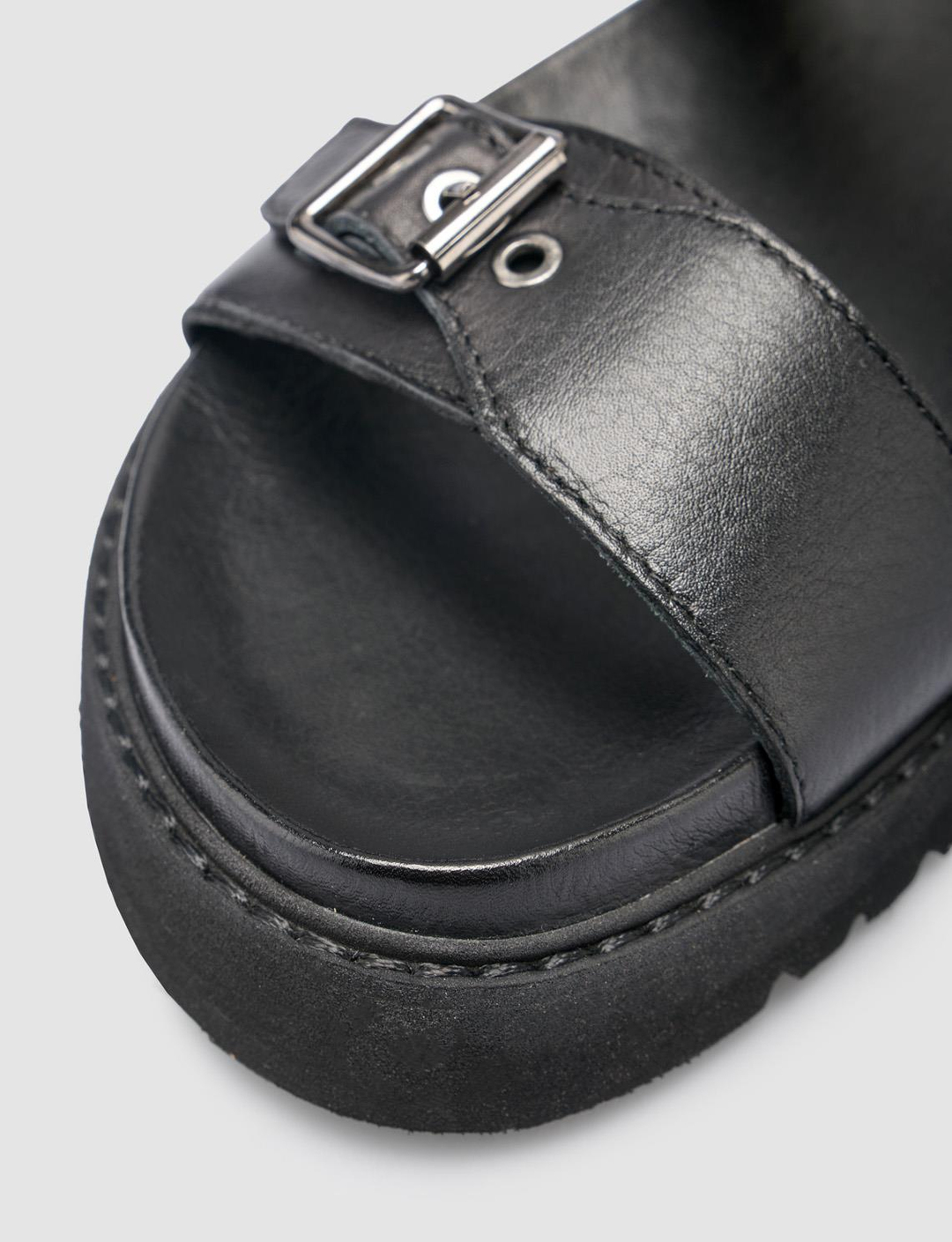 %100 Hakiki Deri Siyah Kadın Sandalet