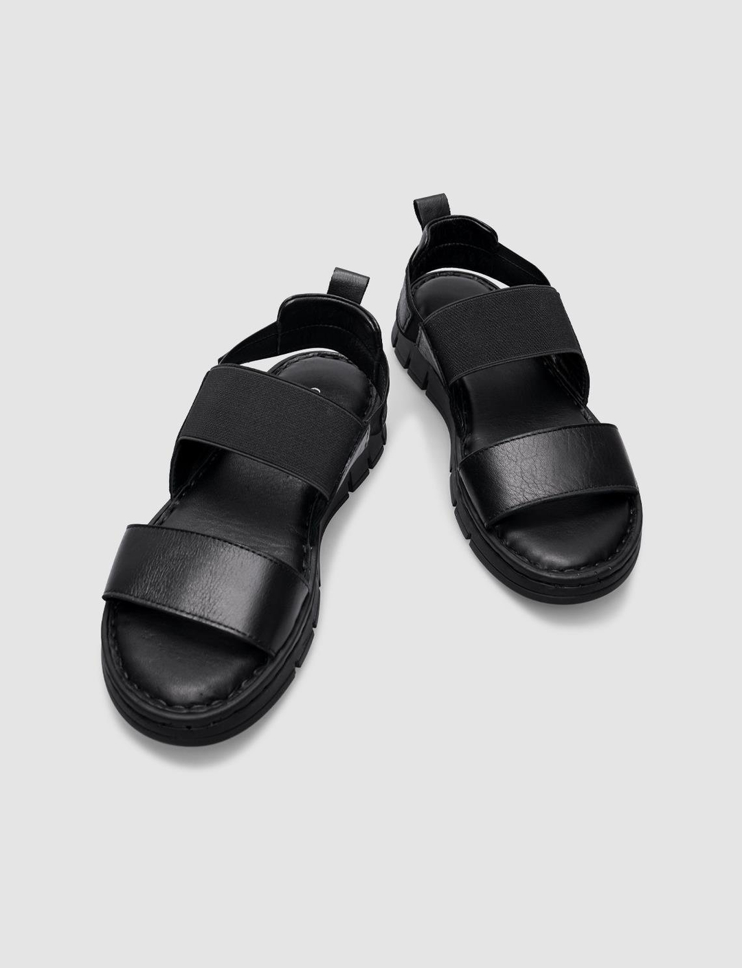 %100 Hakiki Deri Siyah Kadın Sandalet