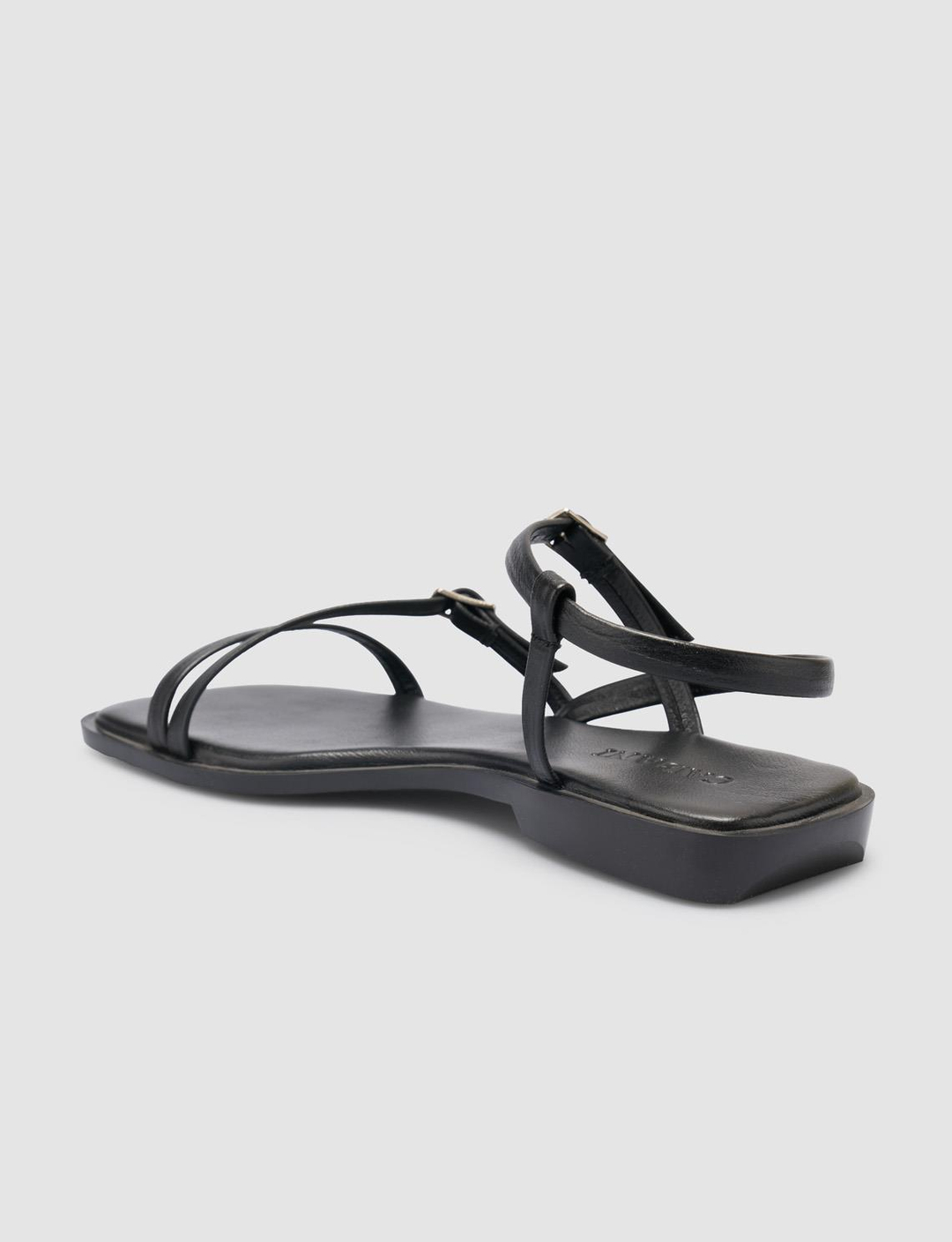 %100 Hakiki Deri Siyah Kadın Sandalet