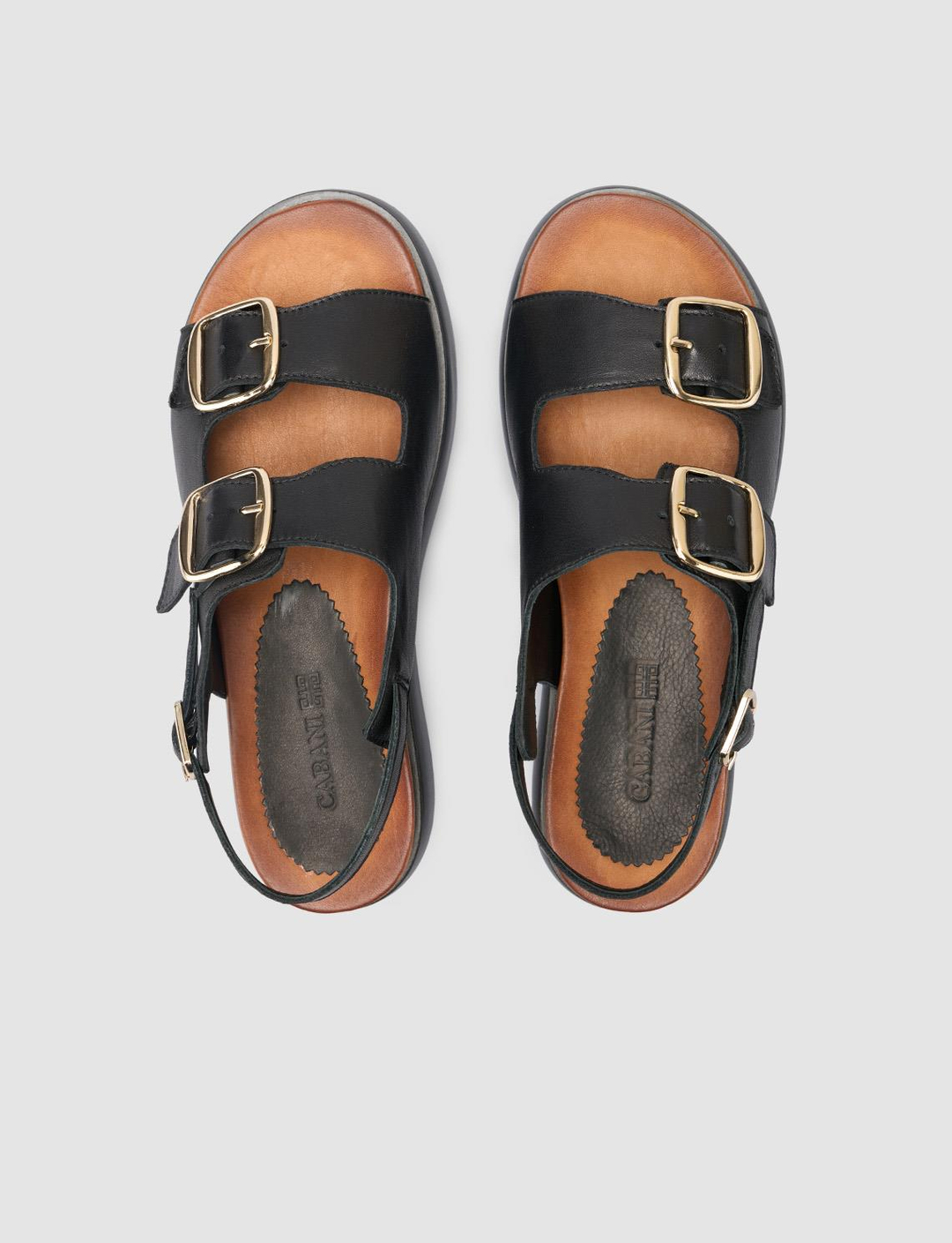 %100 Hakiki Deri Siyah Kadın Sandalet