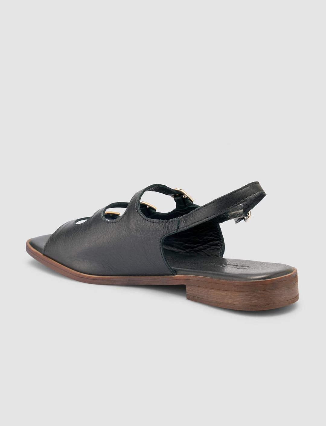 %100 Hakiki Deri Siyah Kadın Sandalet