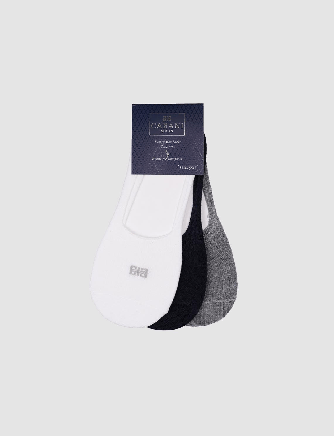 Bambu 3'lü Beyaz - Lacivert - Gri Erkek Babet Çorap