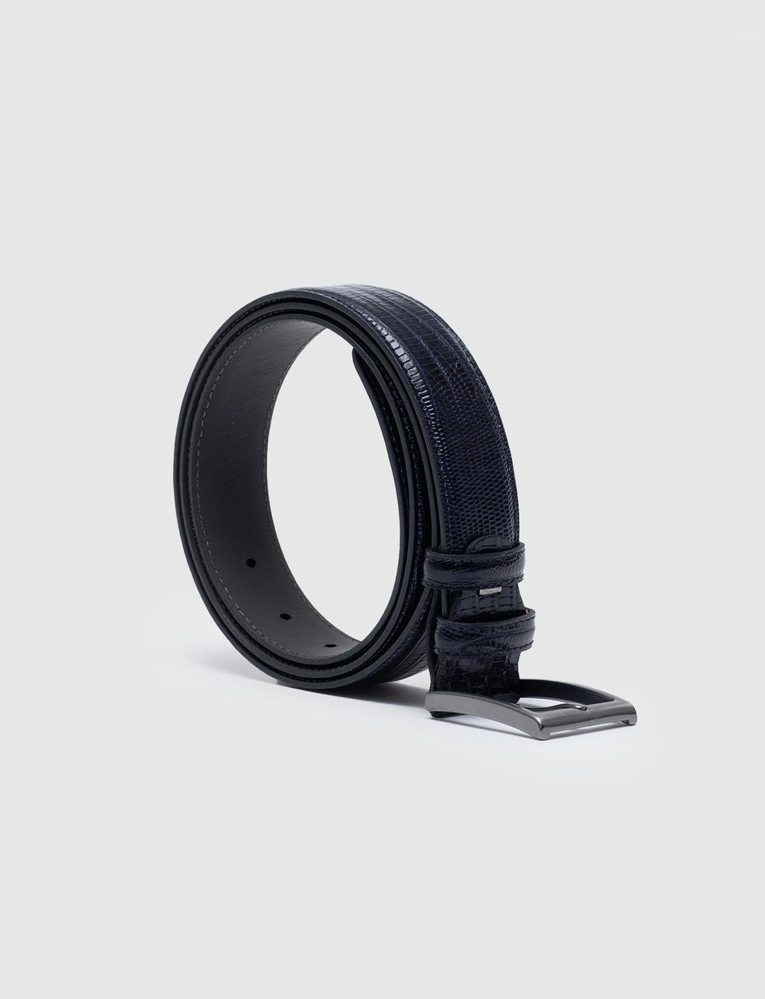 Baskılı Hakiki Deri Lacivert Erkek Kemer