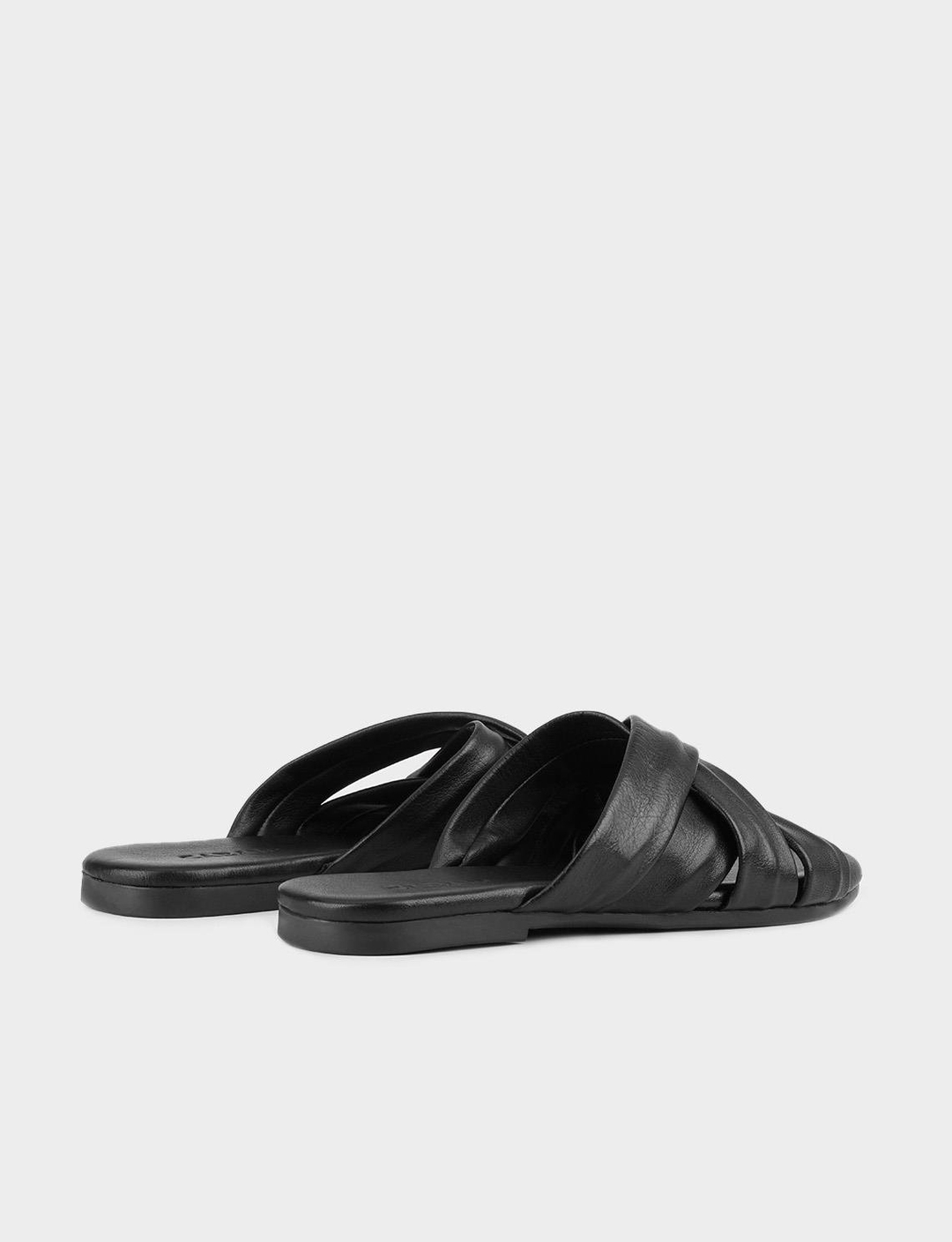 Çapraz Bantlı Hakiki Deri Siyah Kadın Terlik