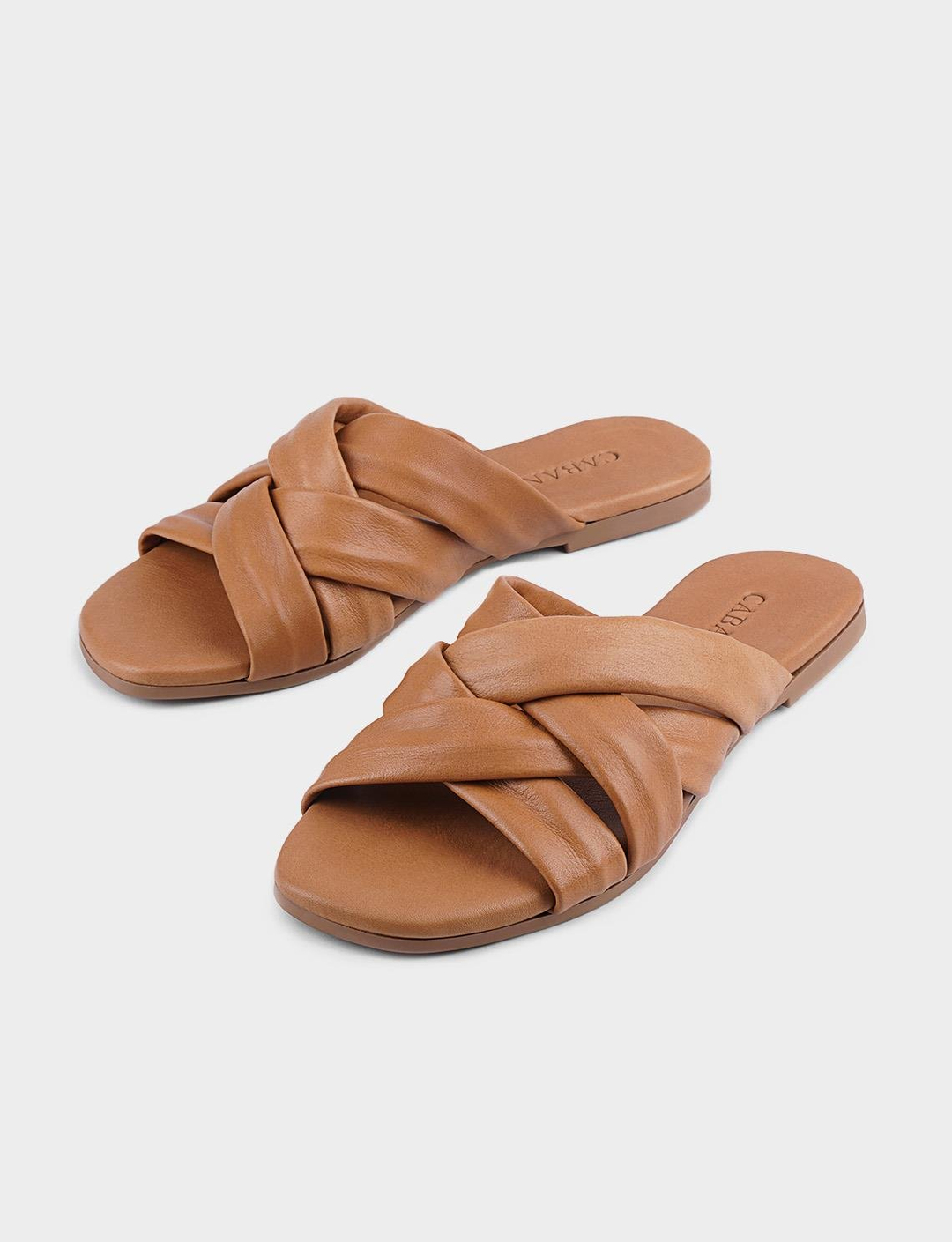 Women Tan Genuine Leather Slippers