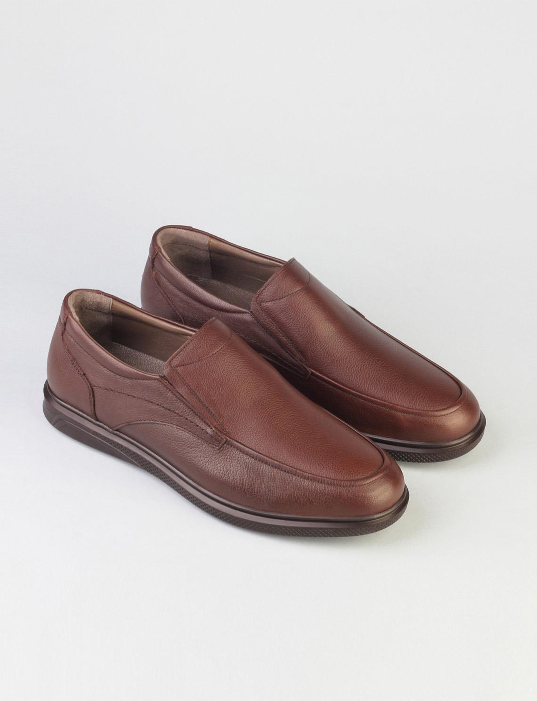 Dikiş Detaylı Hakiki Deri Kahverengi Erkek Günlük Ayakkabı