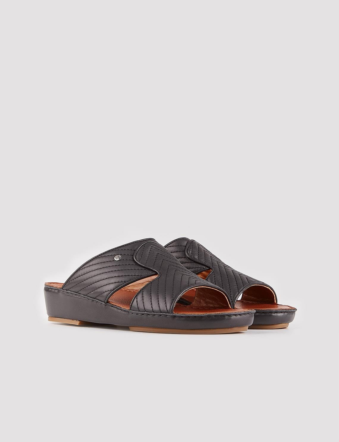 Erkek Hakiki Deri Dikiş Detaylı Siyah Terlik