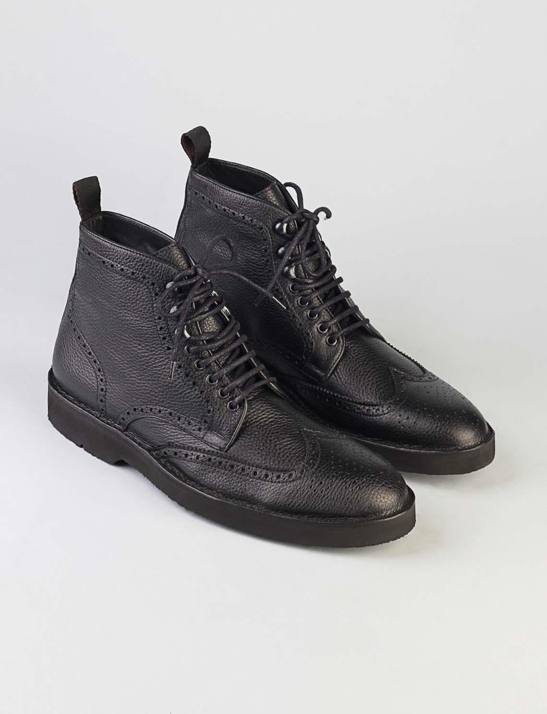 Men Black Genuine Leather Lace Up Casual Boots