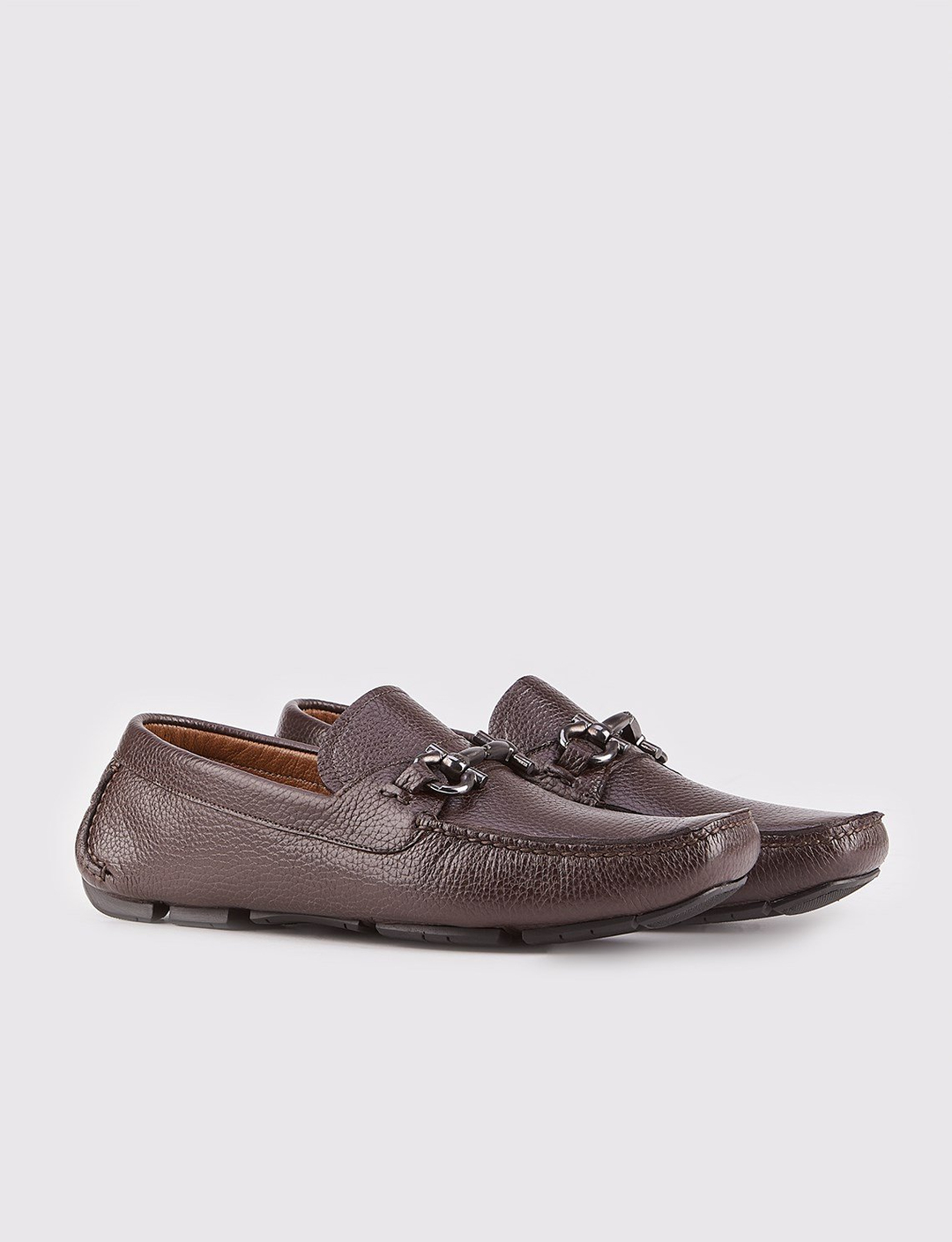 Men Brown Genuine Leather Bit Loafers