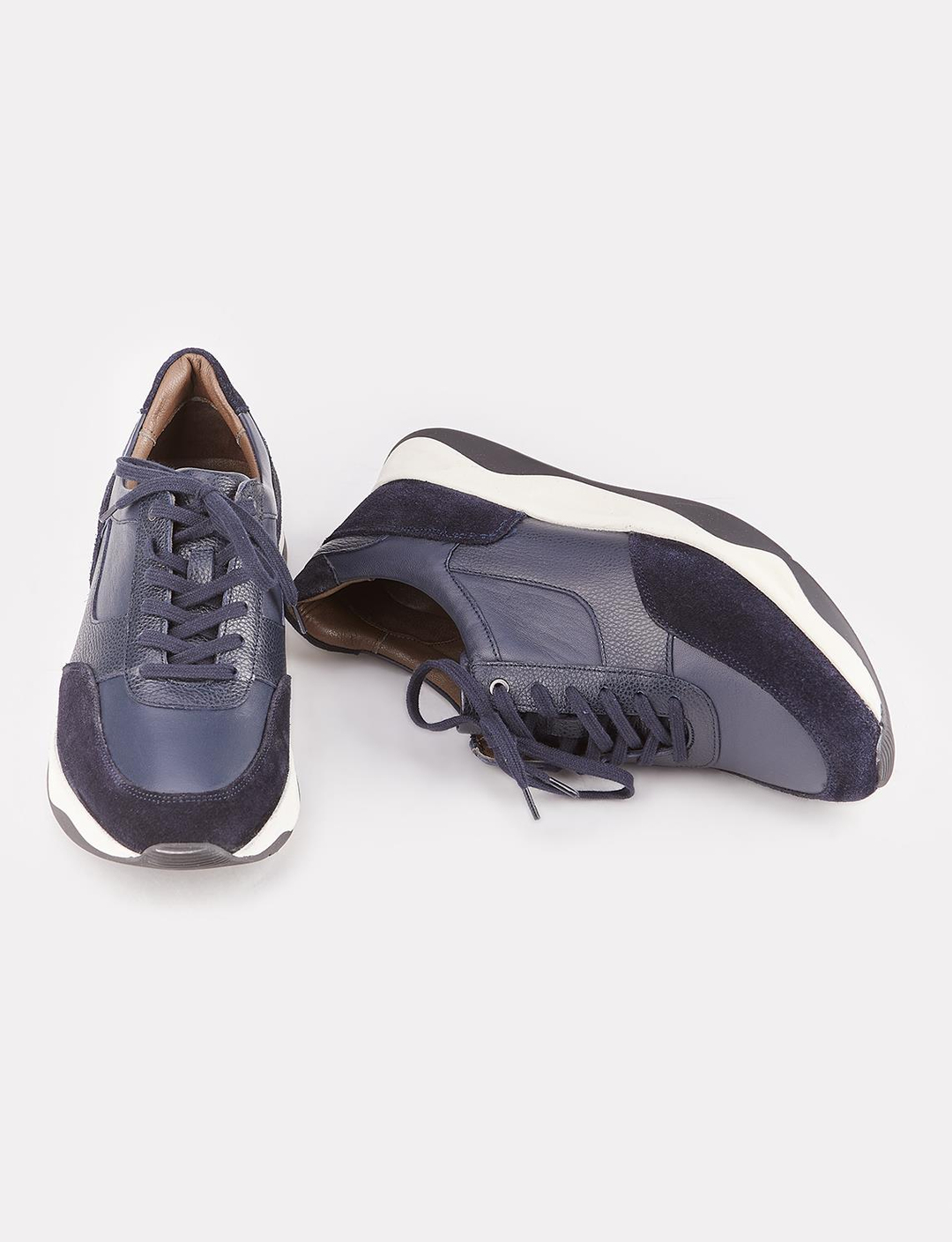 Erkek Hakiki Deri Lacivert Bağcıklı Spor Ayakkabı