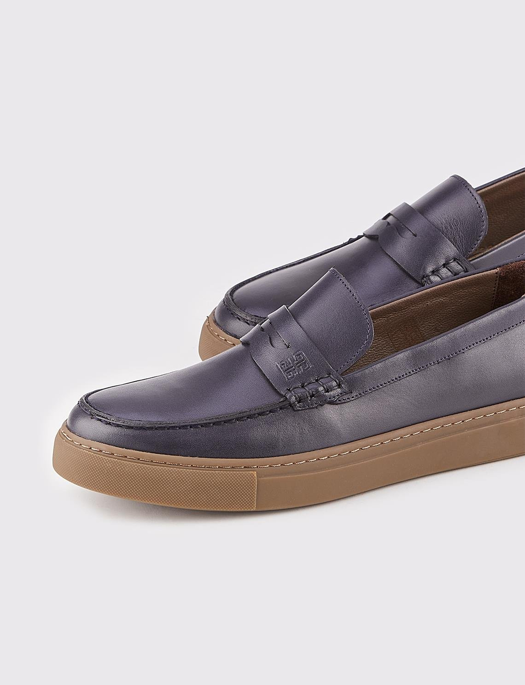 Erkek Hakiki Deri Lacivert Loafer Ayakkabı